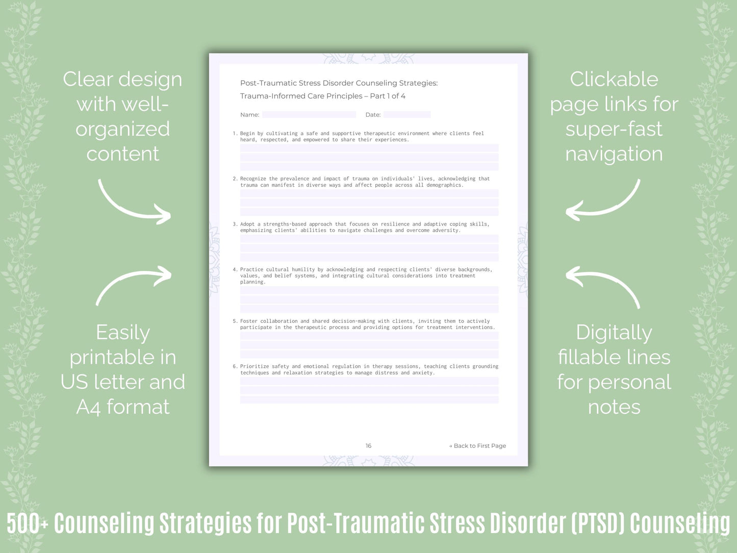 Post-Traumatic Stress Disorder (PTSD) Counseling Counseling Templates