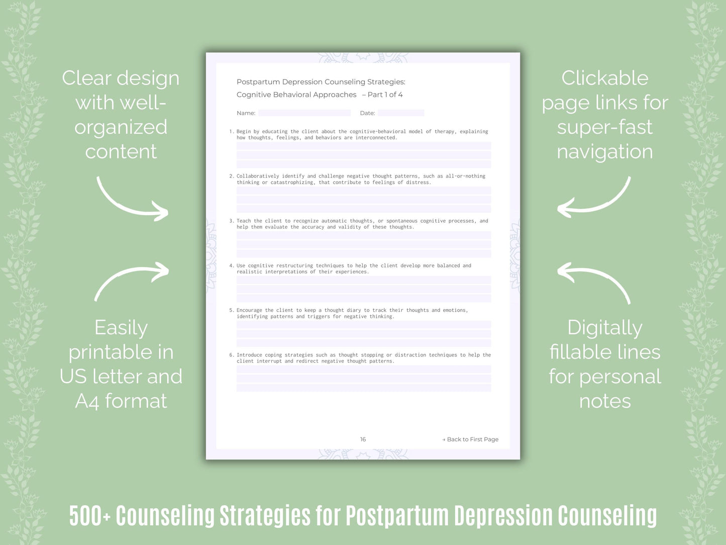 Postpartum Depression Counseling Counseling Templates