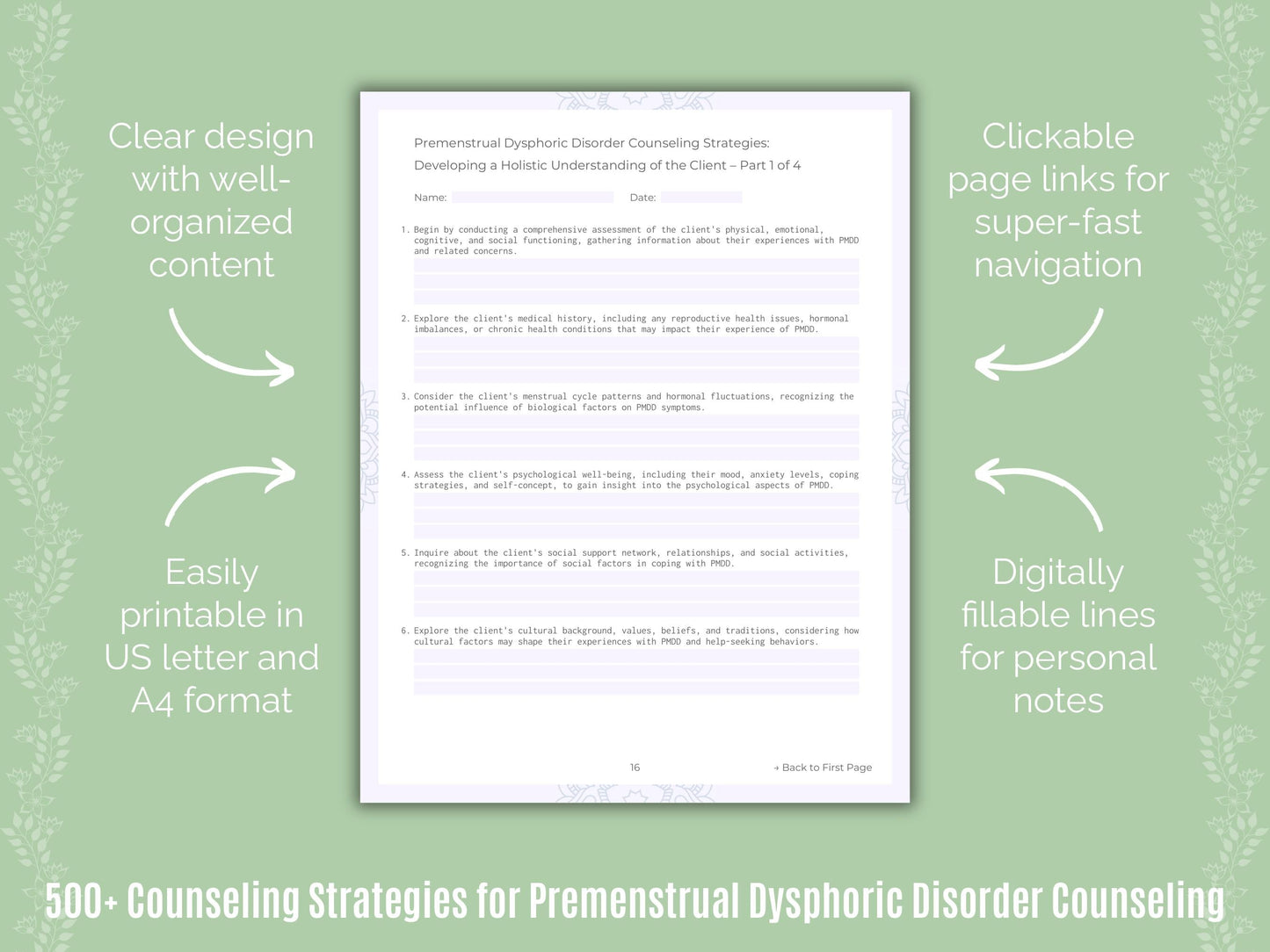 Premenstrual Dysphoric Disorder Counseling Counseling Templates