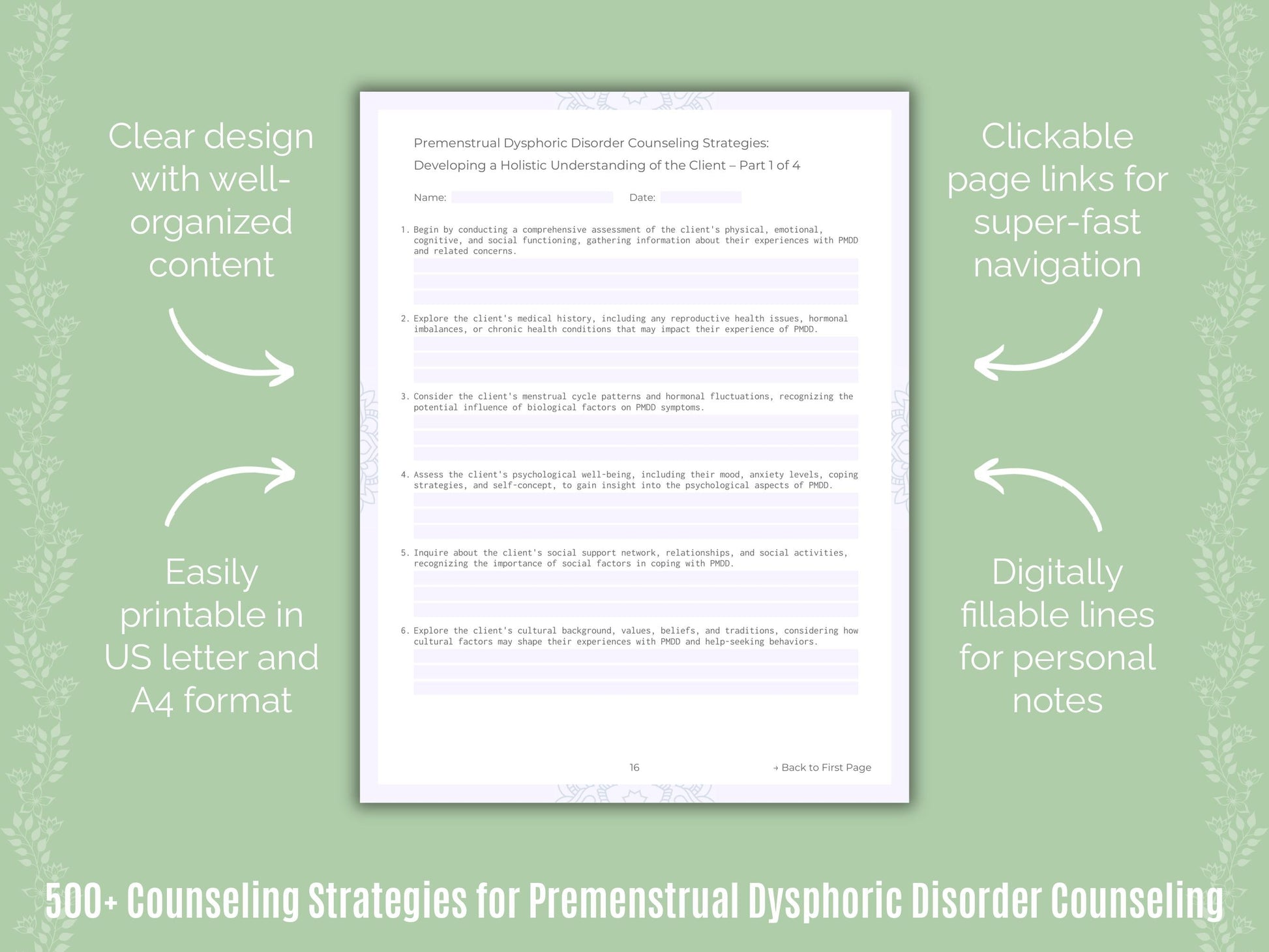 Premenstrual Dysphoric Disorder Counseling Counseling Templates