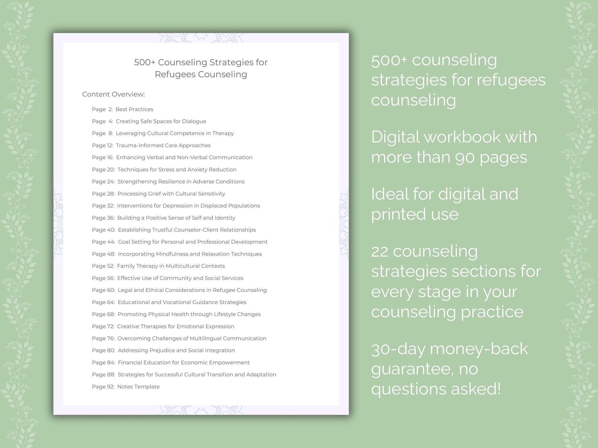 Refugees Counseling Therapist Worksheets