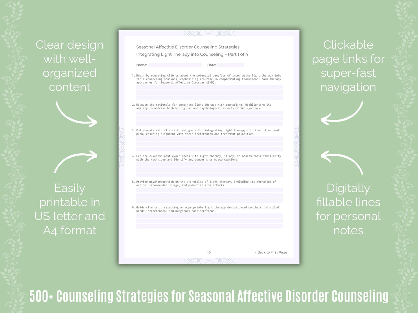 Seasonal Affective Disorder Counseling Counseling Templates