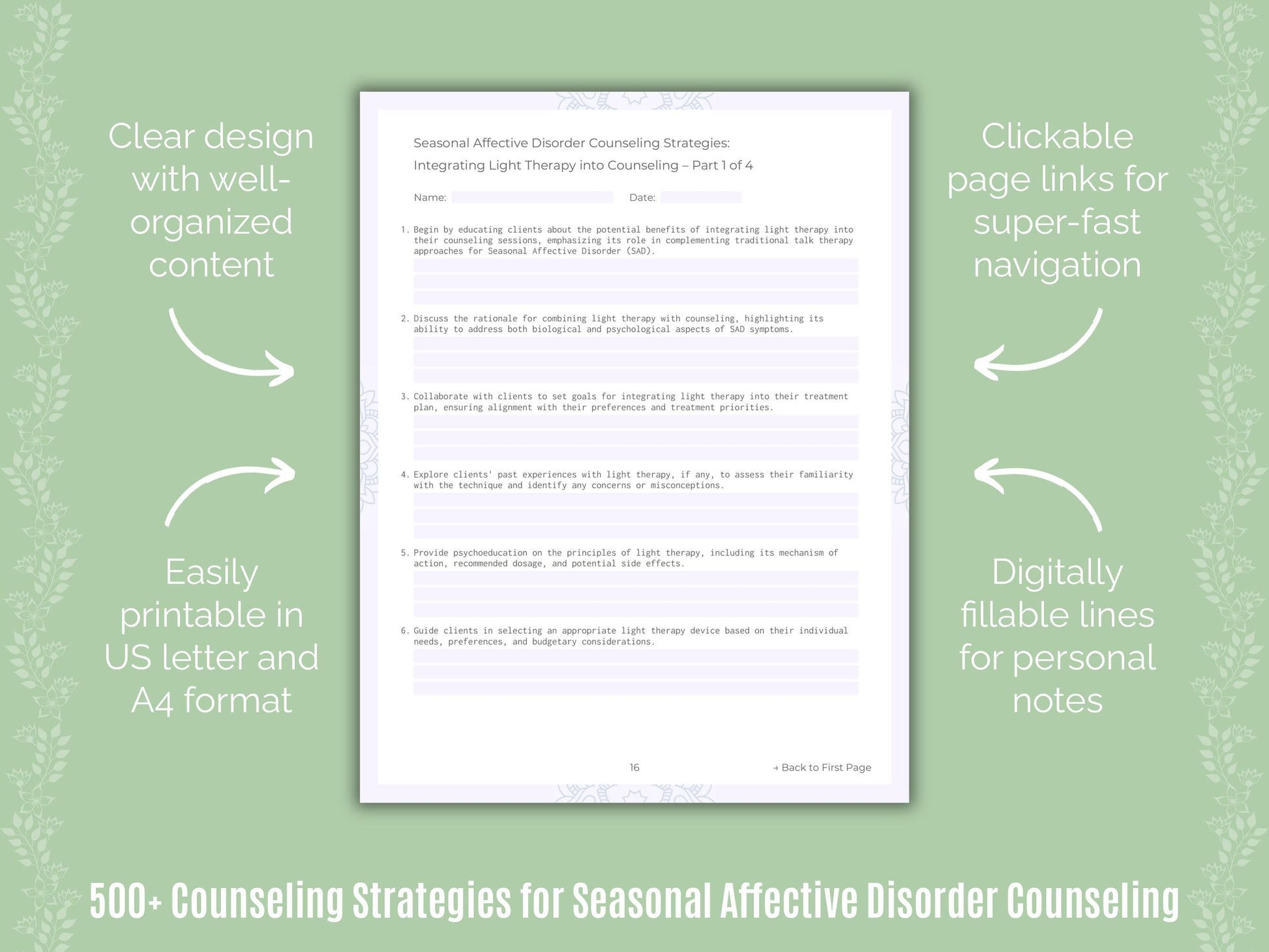 Seasonal Affective Disorder Counseling Counseling Templates