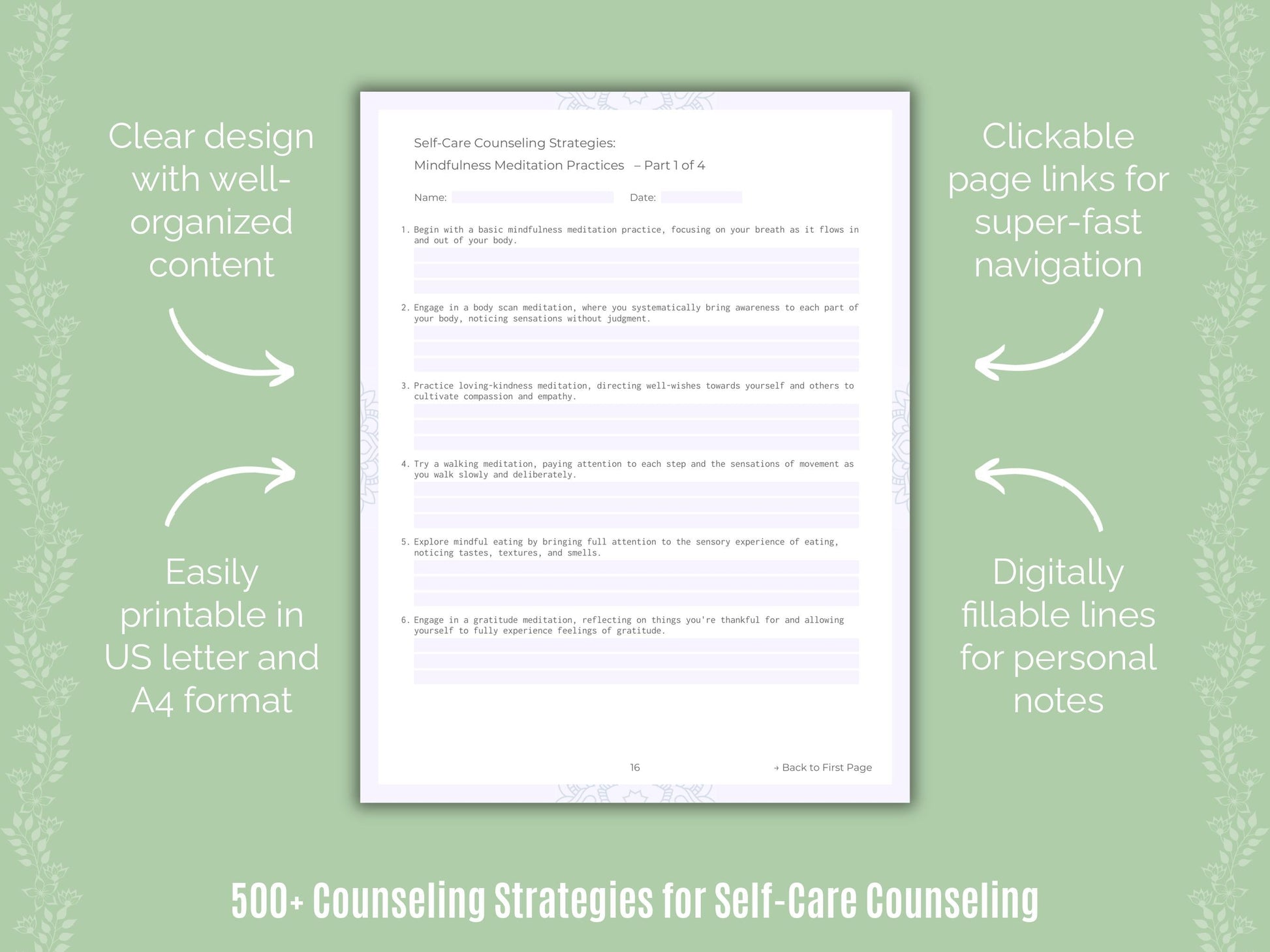 Self-Care Counseling Counseling Templates