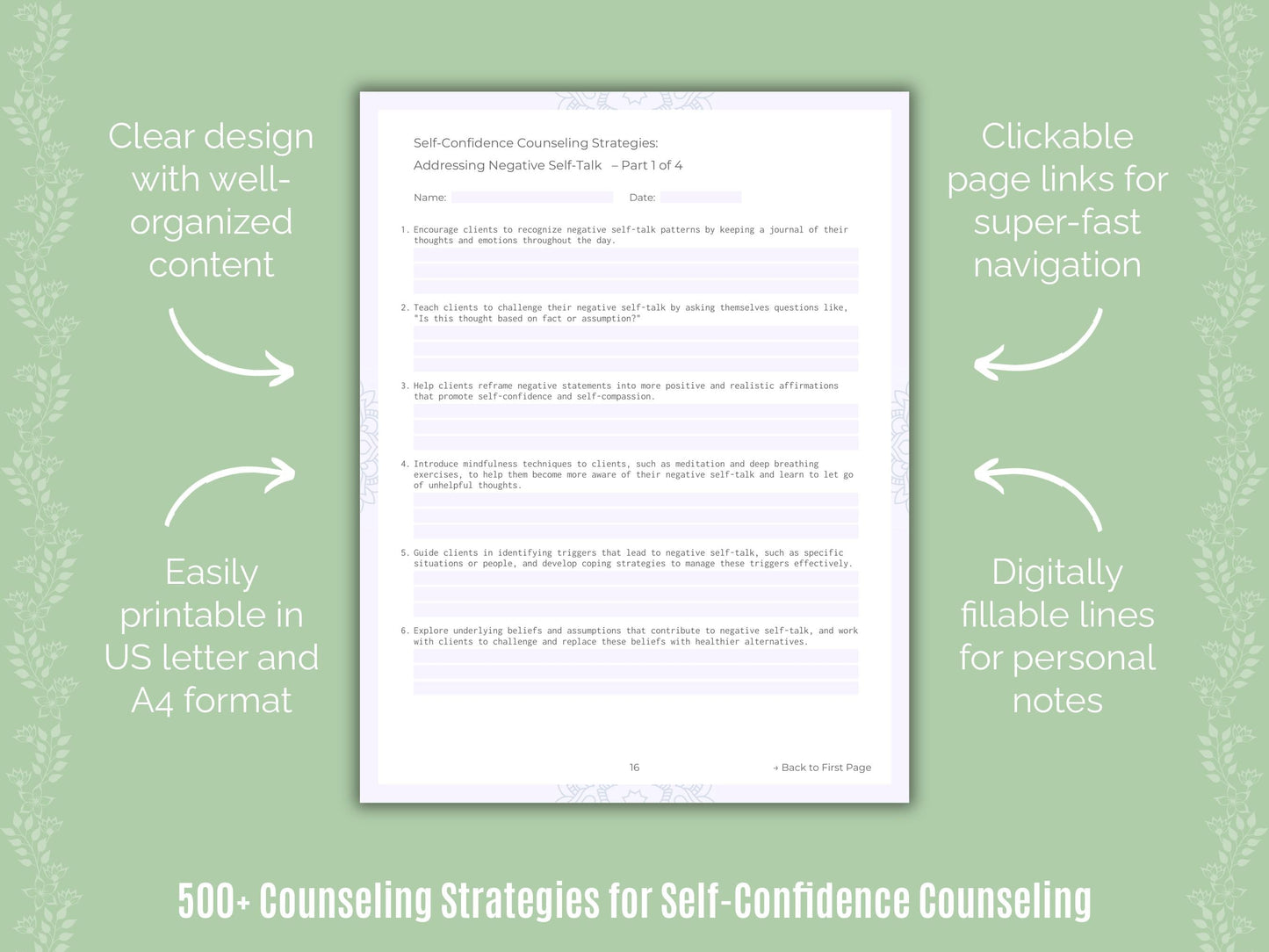 Self-Confidence Counseling Counseling Templates