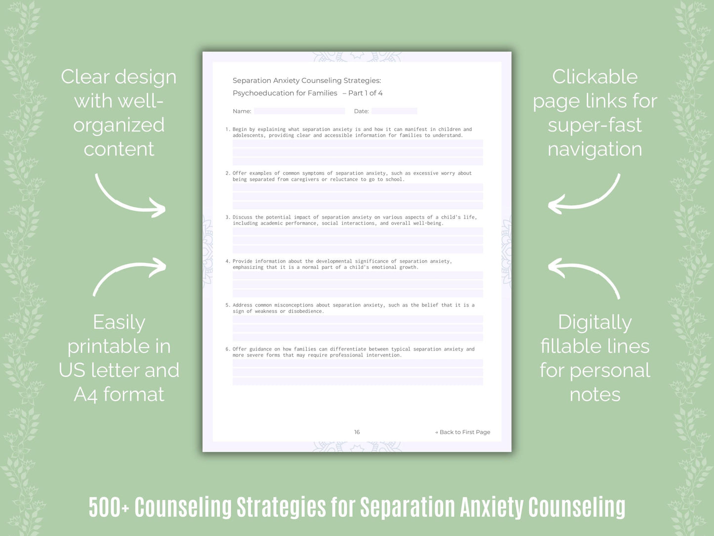 Separation Anxiety Counseling Counseling Templates