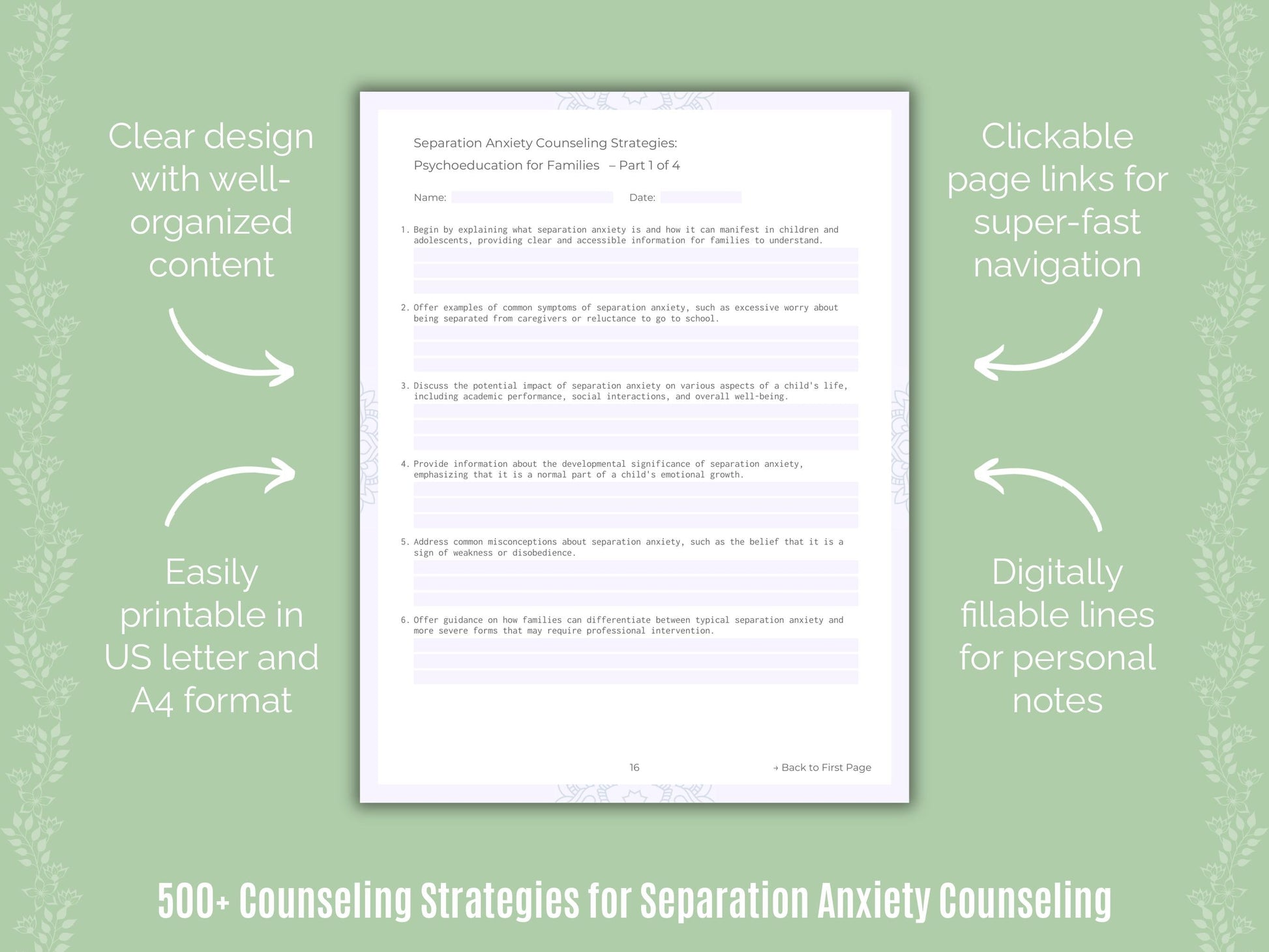 Separation Anxiety Counseling Counseling Templates