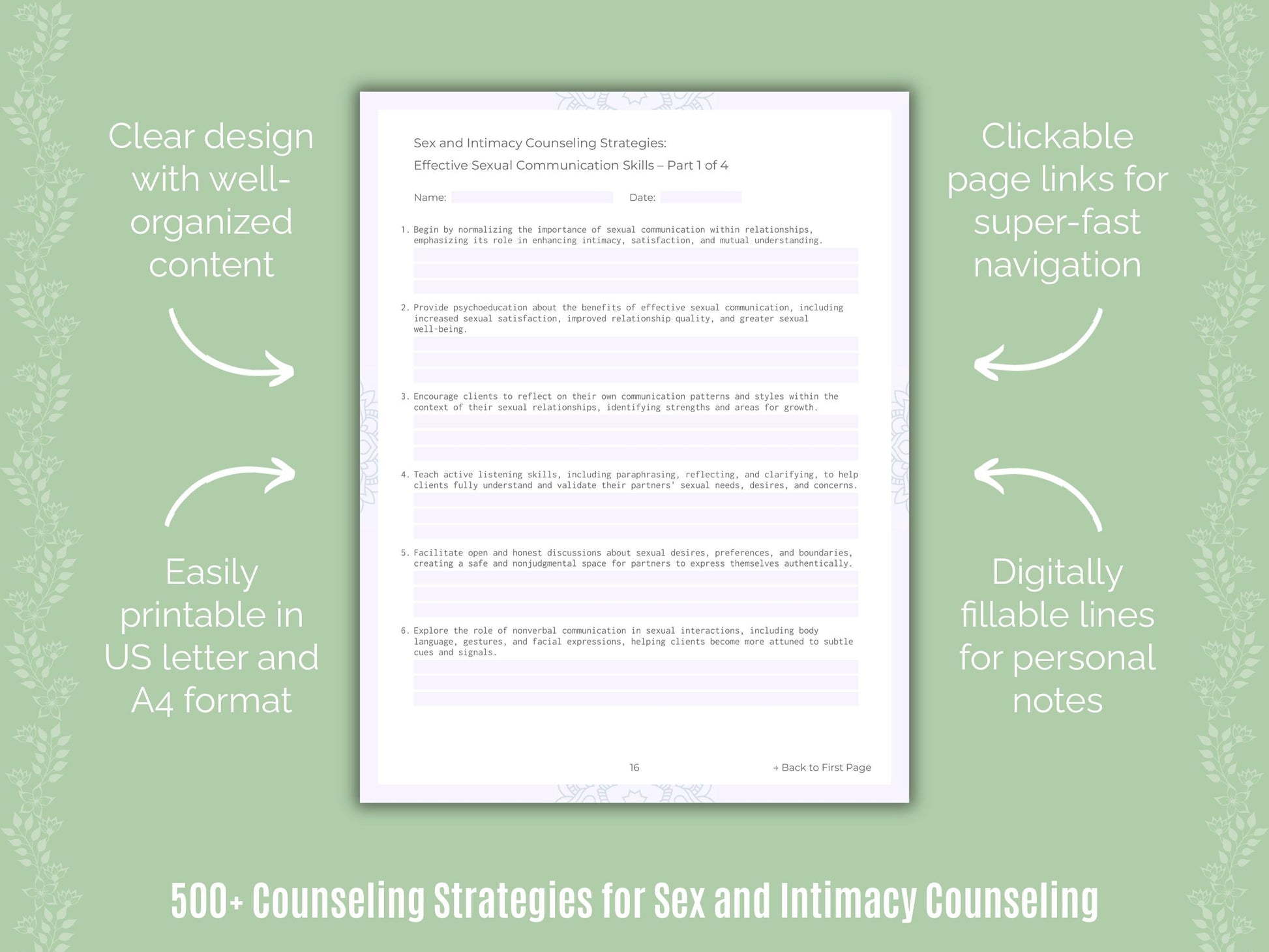 Sex and Intimacy Counseling Counseling Templates