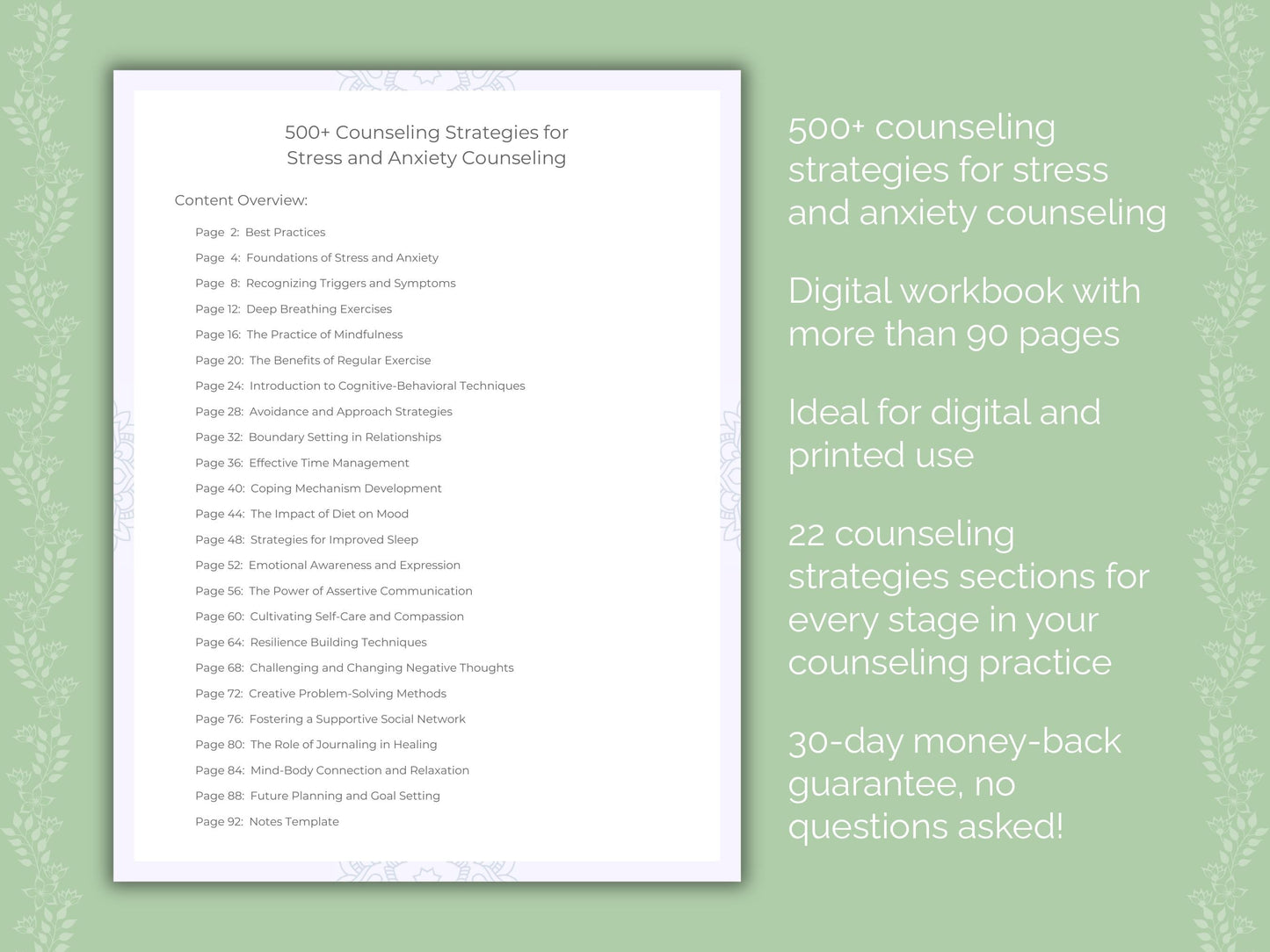 Stress and Anxiety Counseling Therapist Worksheets