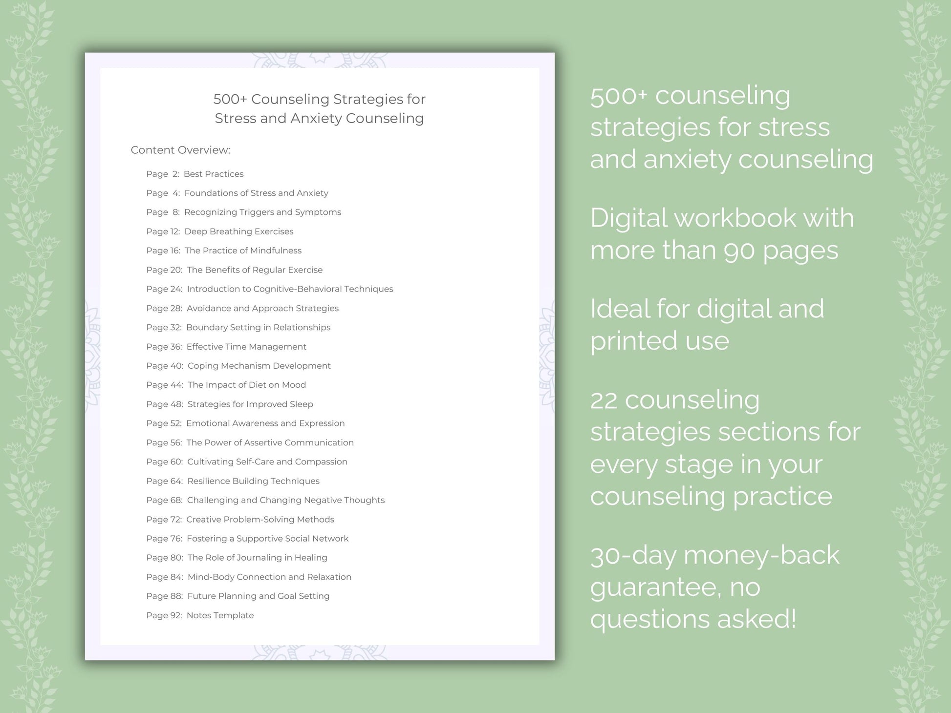 Stress and Anxiety Counseling Therapist Worksheets