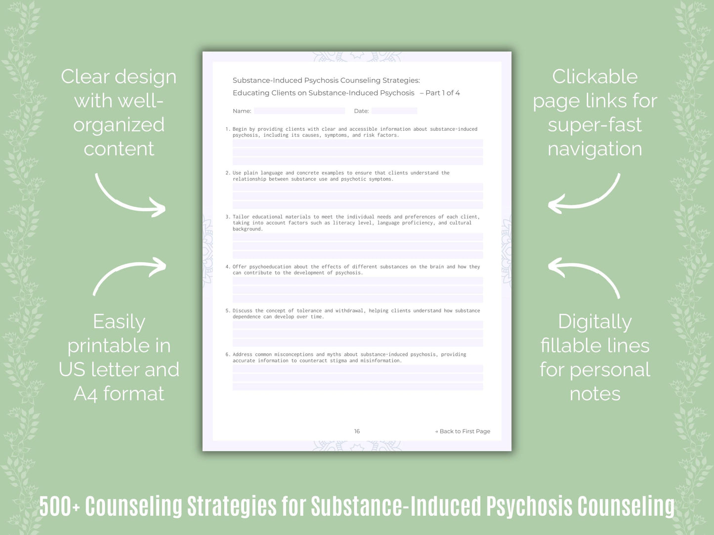 Substance-Induced Psychosis Counseling Counseling Templates