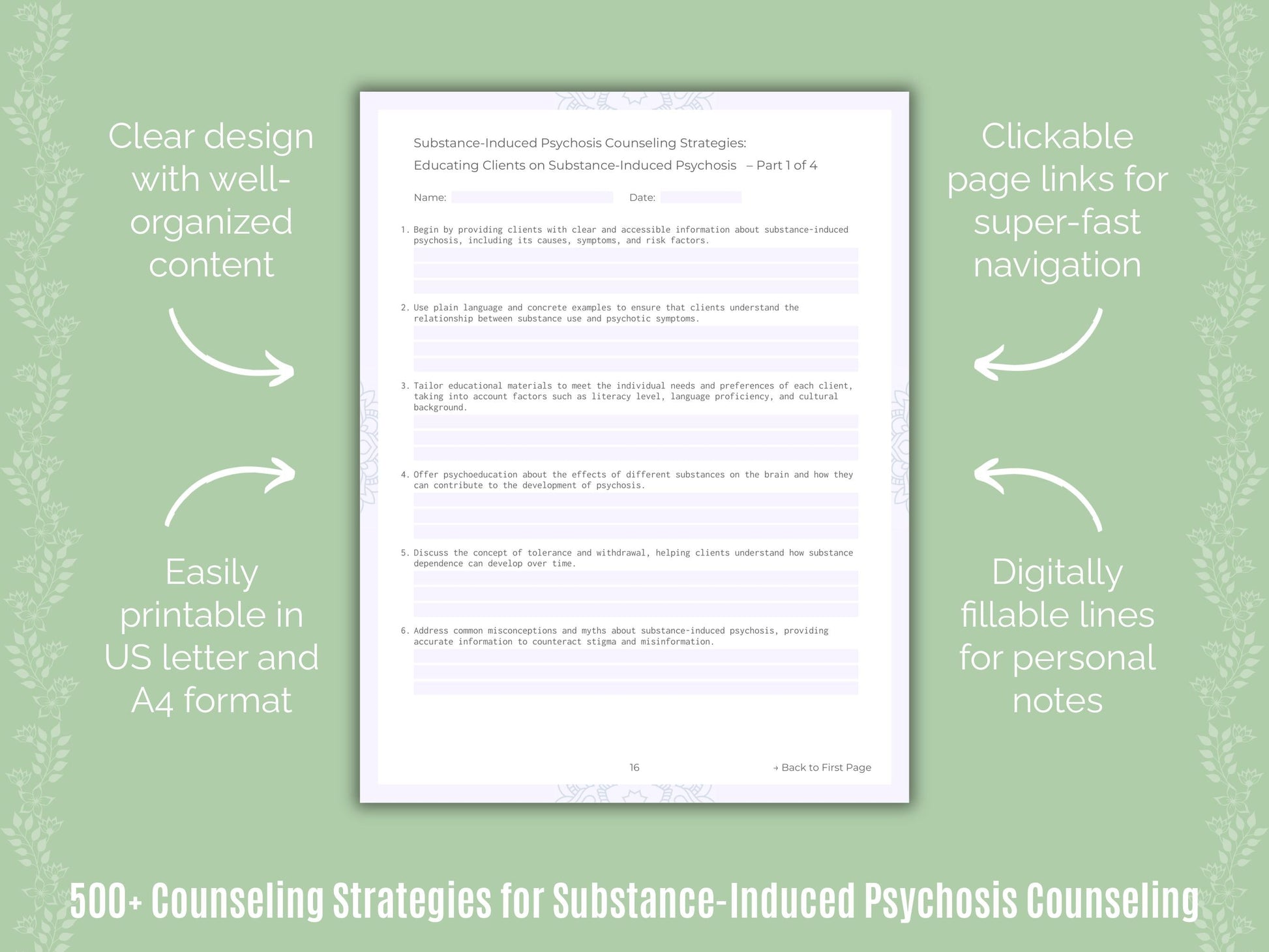 Substance-Induced Psychosis Counseling Counseling Templates