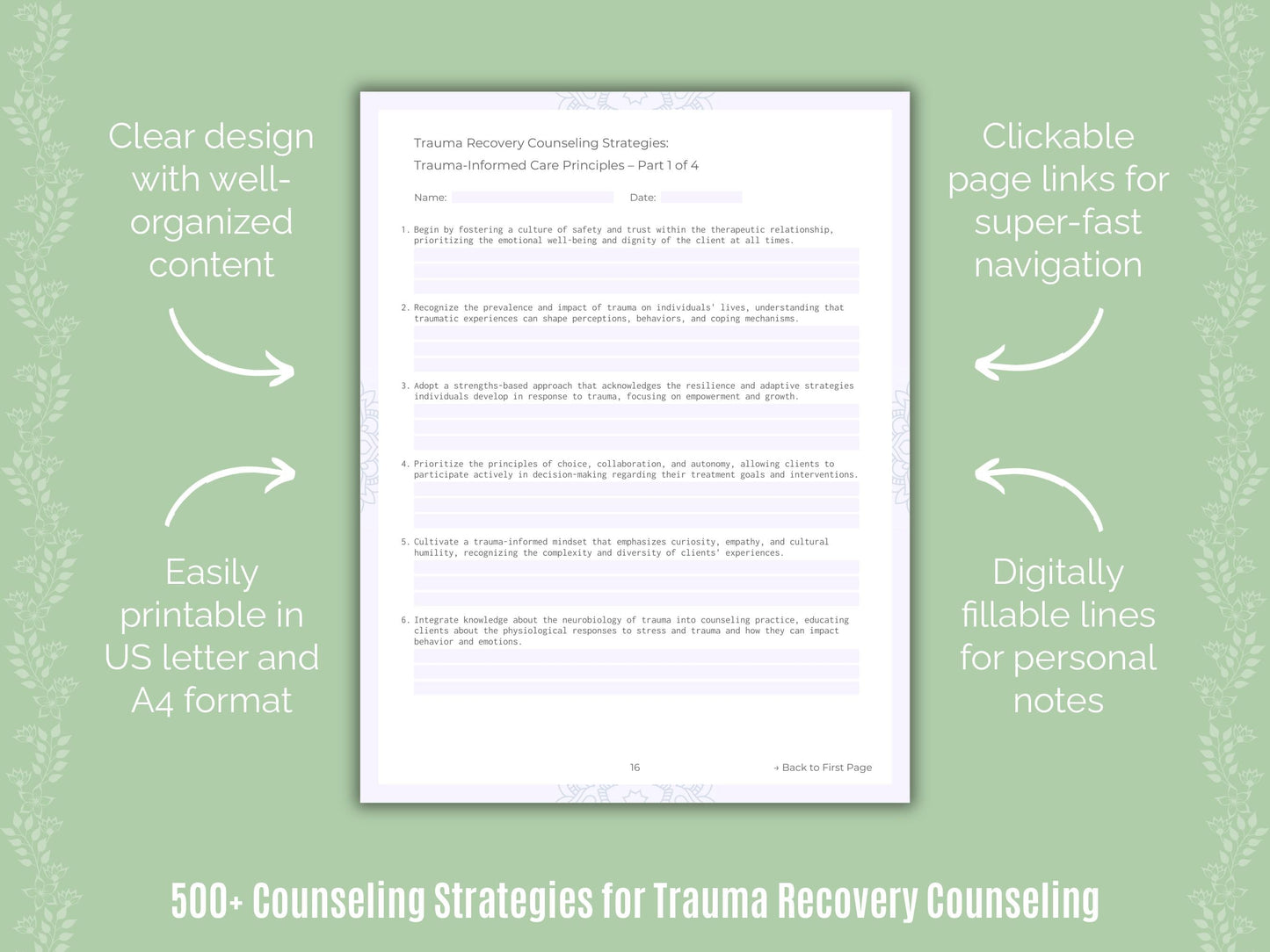 Trauma Recovery Counseling Counseling Templates