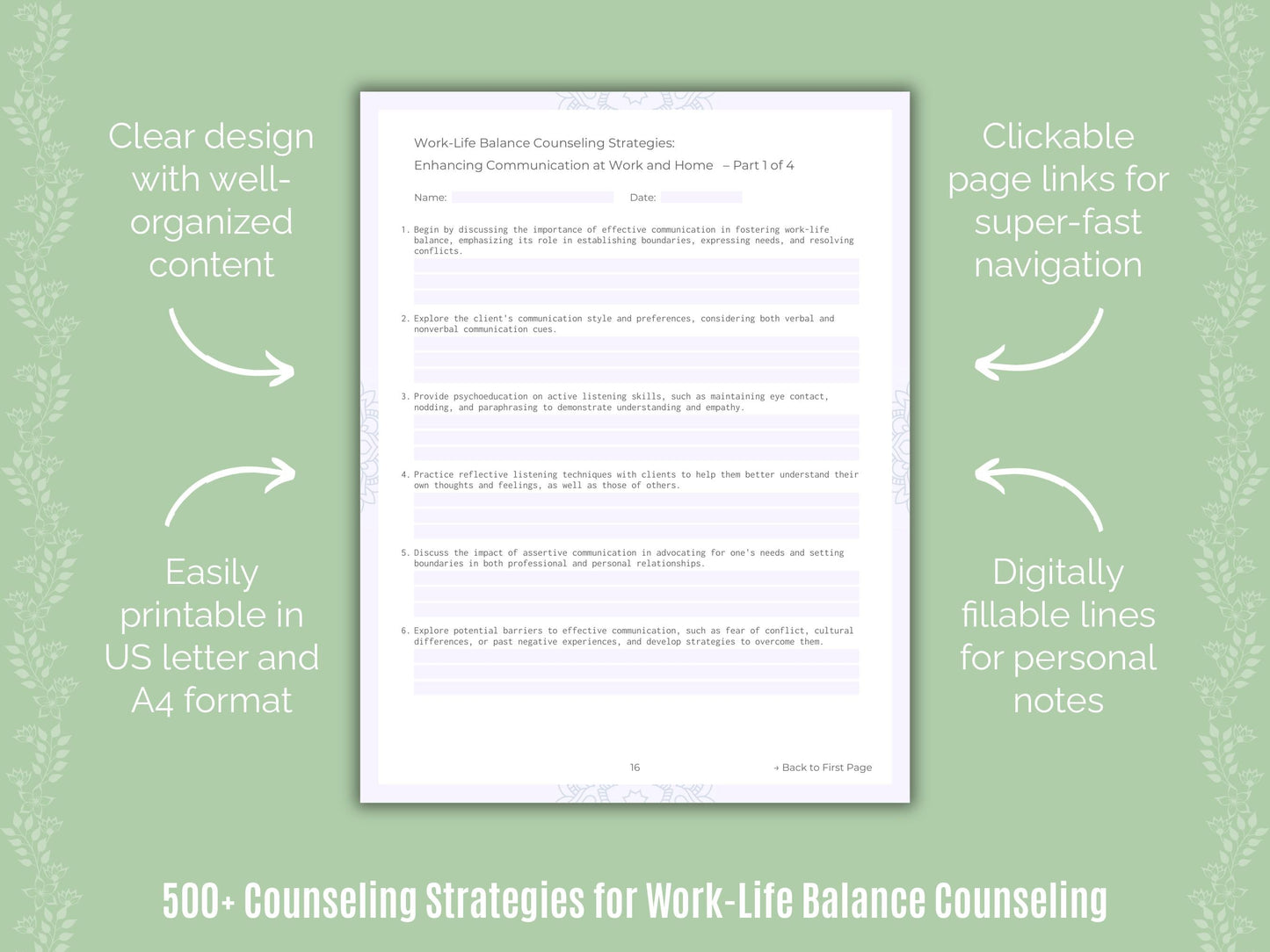 Work-Life Balance Counseling Counseling Templates