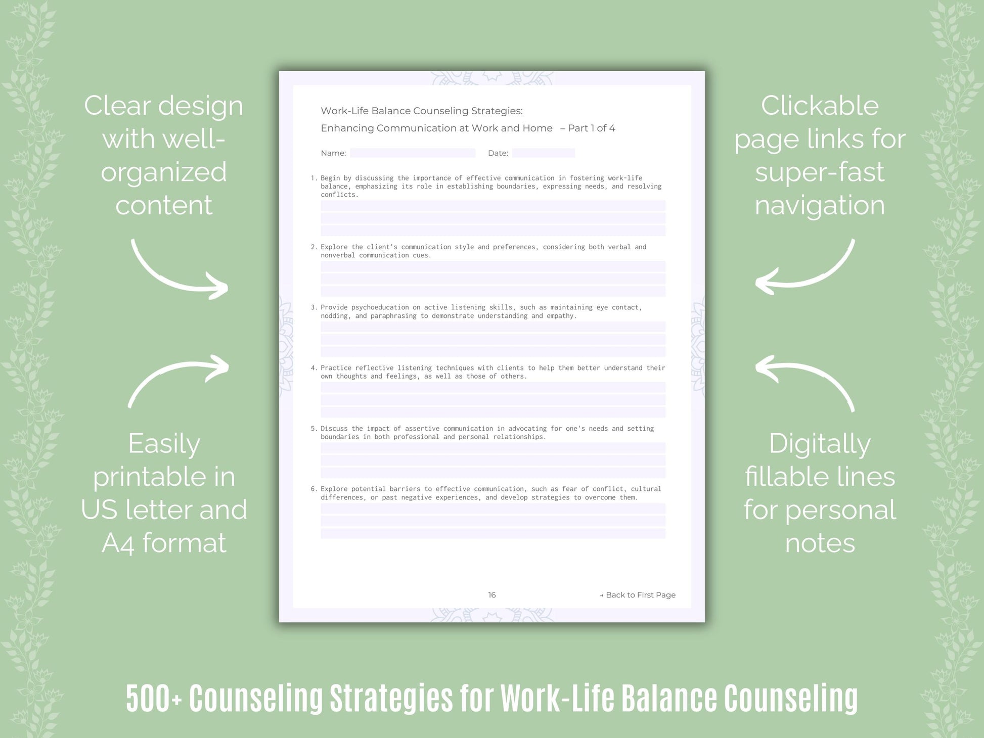 Work-Life Balance Counseling Counseling Templates