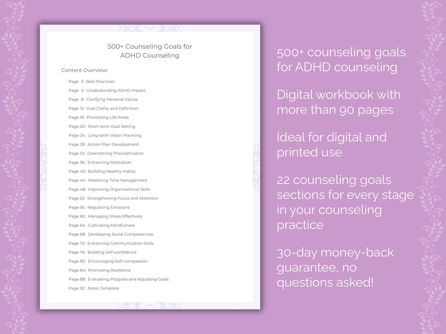 ADHD Counseling Therapist Worksheets