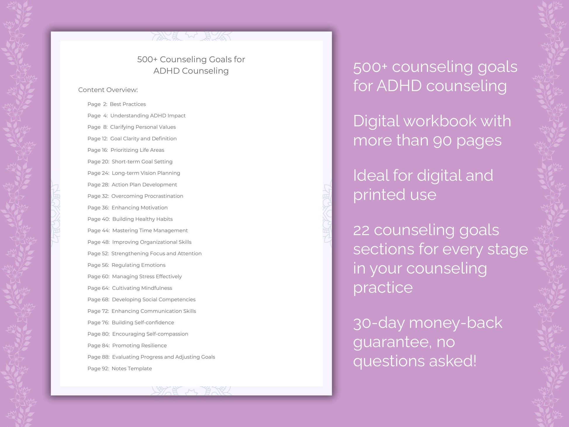 ADHD Counseling Therapist Worksheets