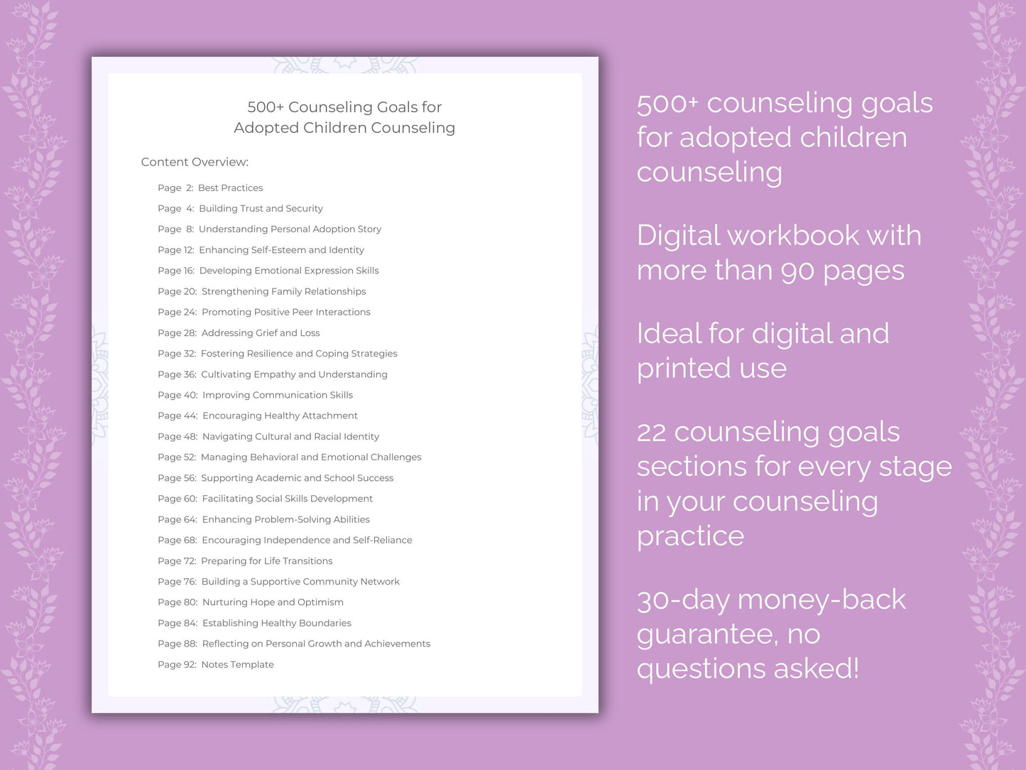 Adopted Children Counseling Therapist Worksheets