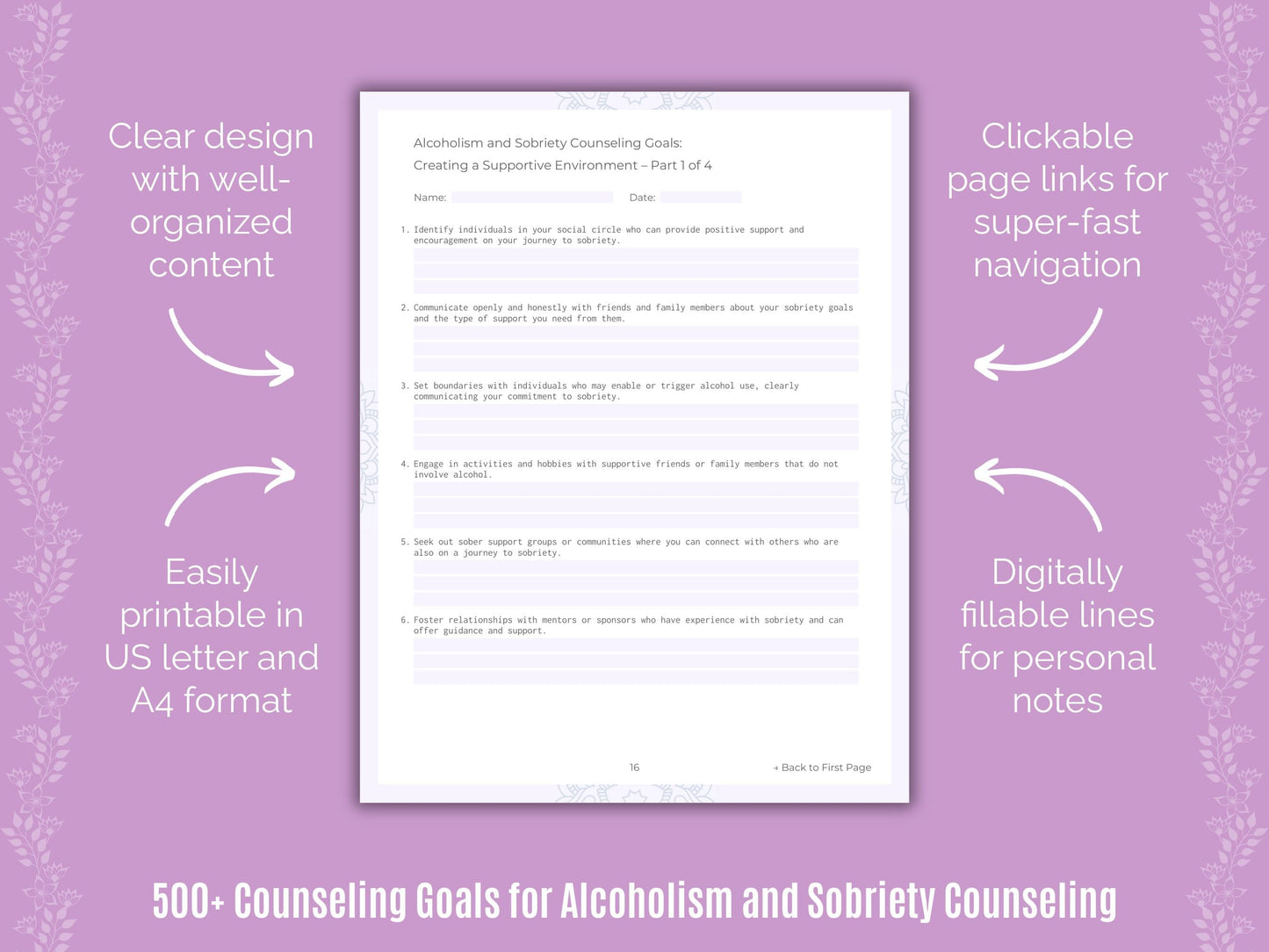 Alcoholism and Sobriety Counseling Counseling Templates