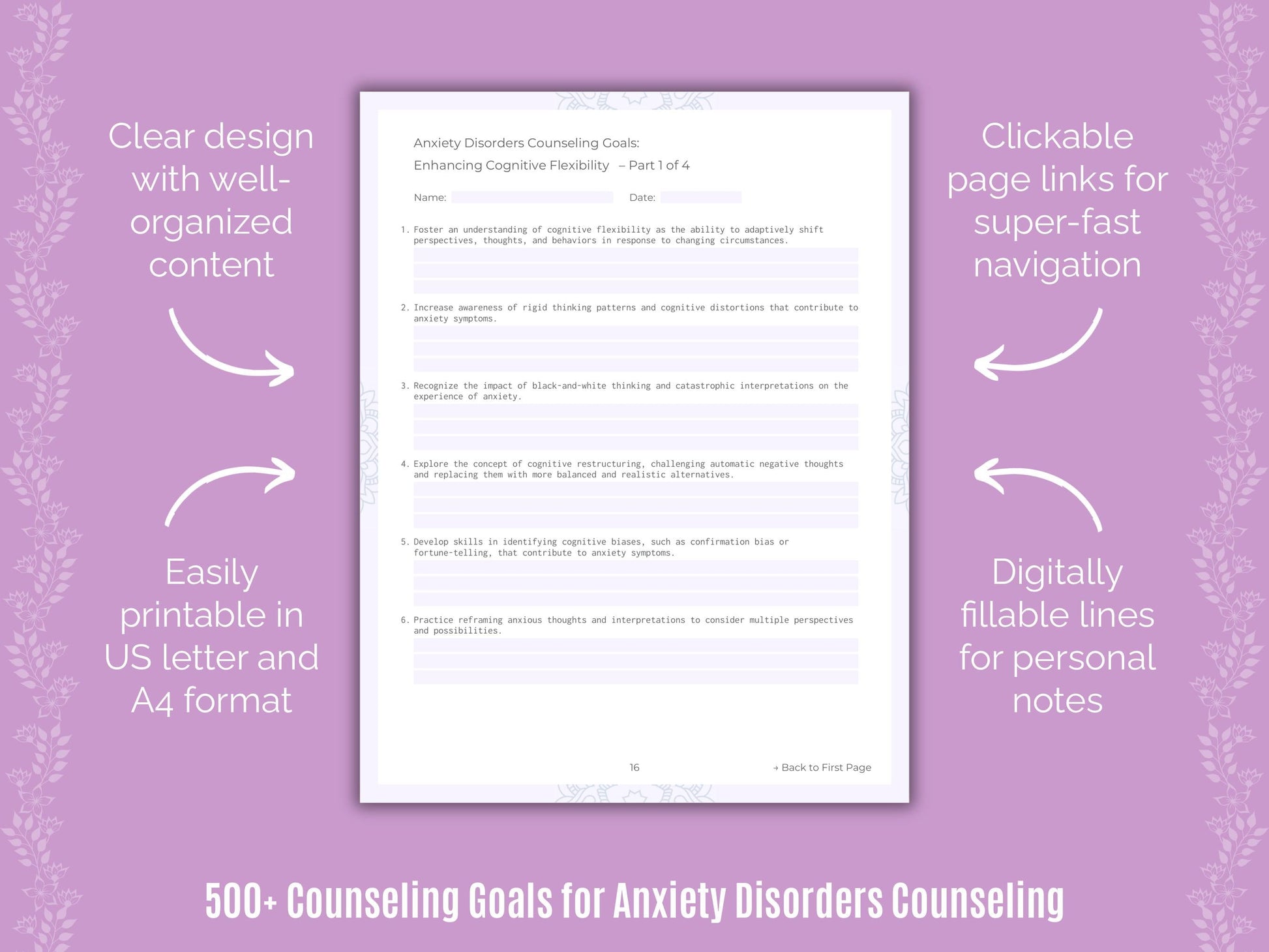 Anxiety Disorders Counseling Counseling Templates