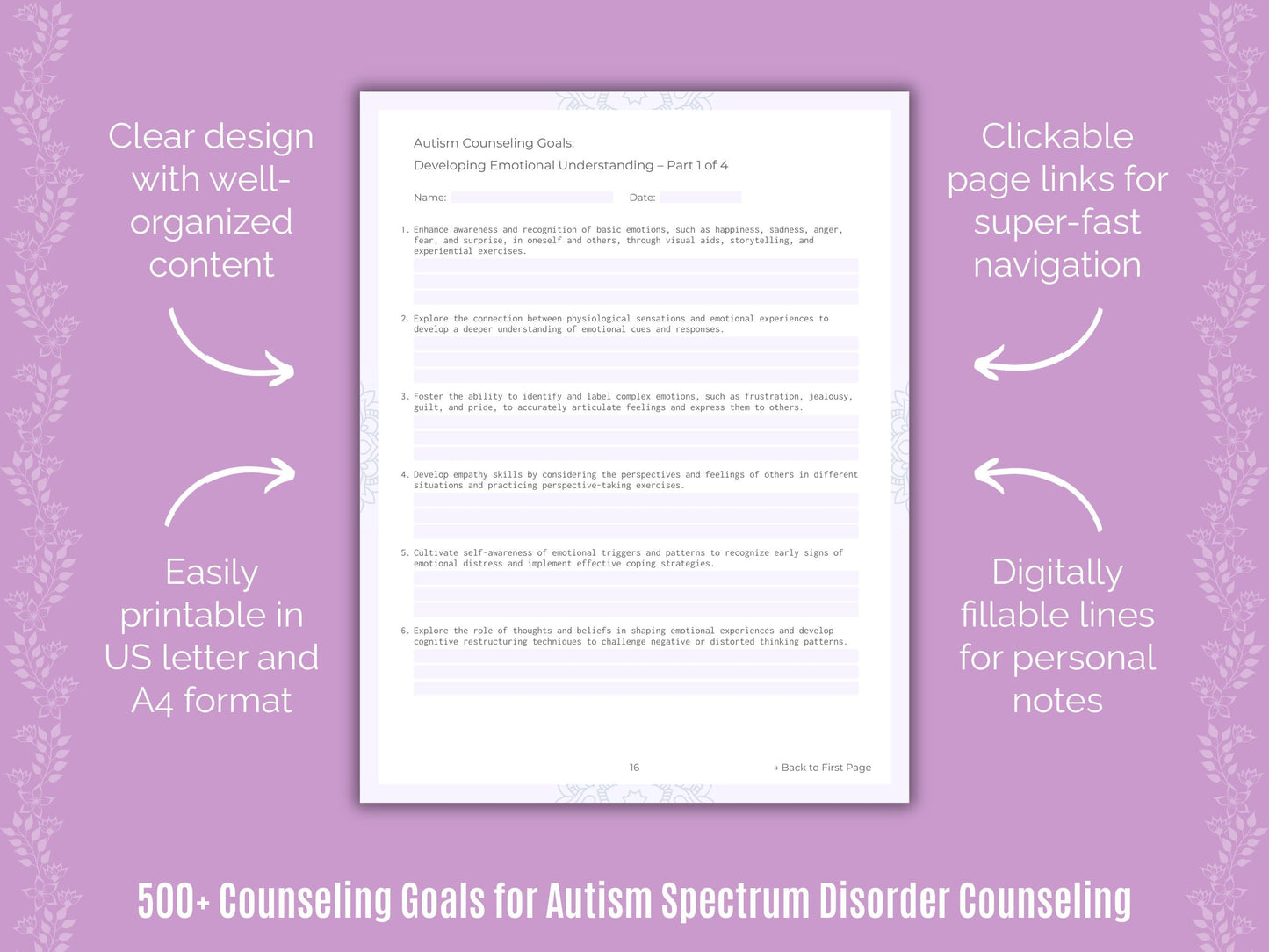 Autism Spectrum Disorder Counseling Counseling Templates