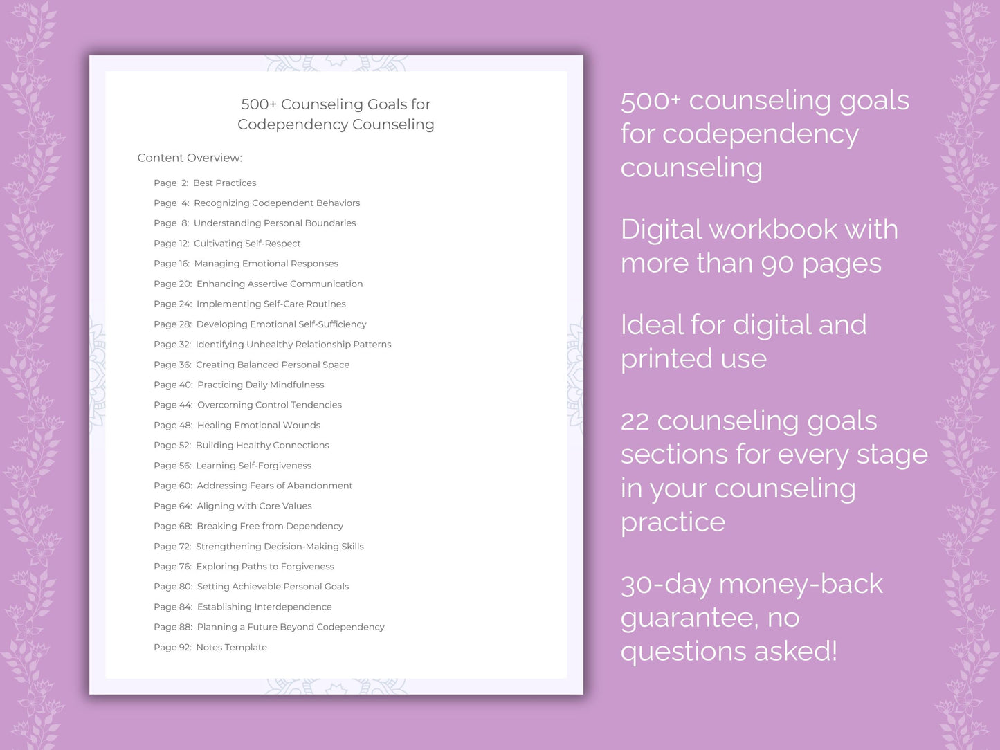 Codependency Counseling Therapist Worksheets