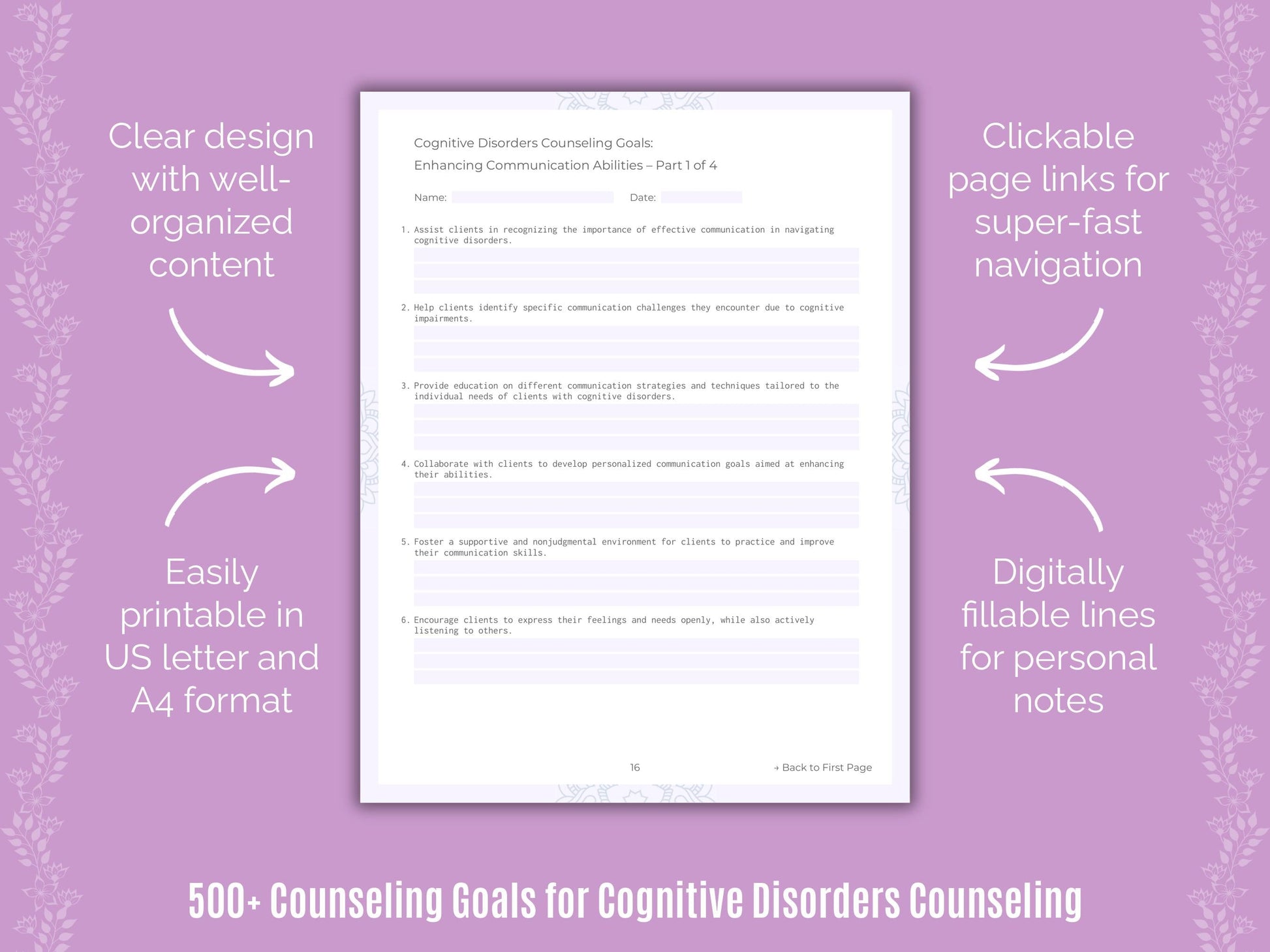 Cognitive Disorders Counseling Counseling Templates