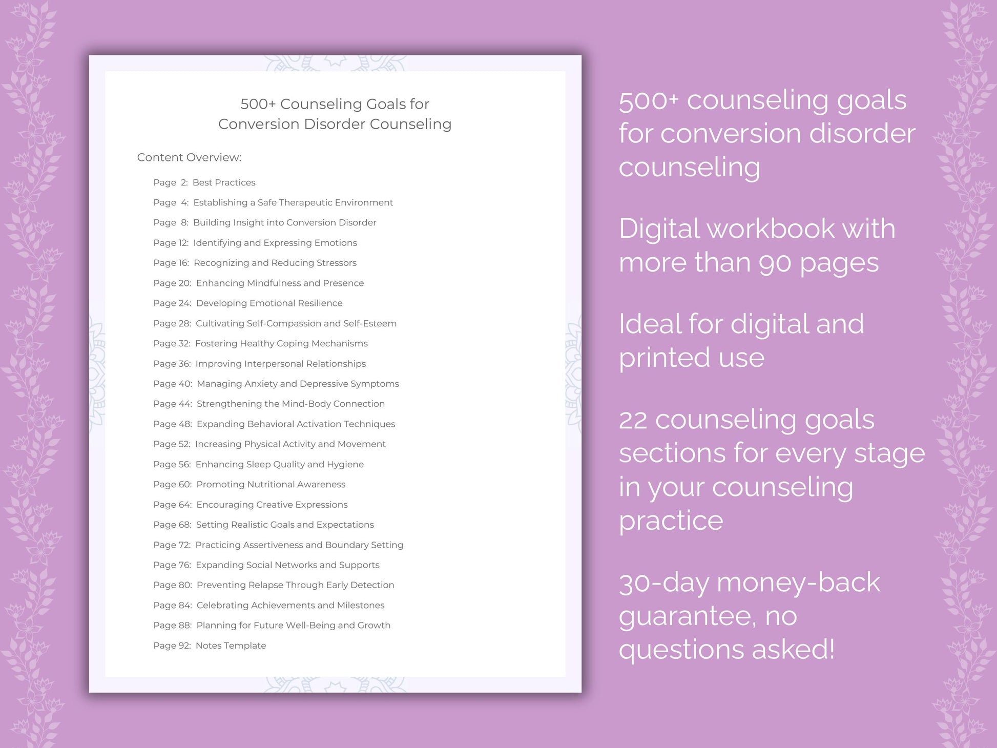 Conversion Disorder Counseling Therapist Worksheets