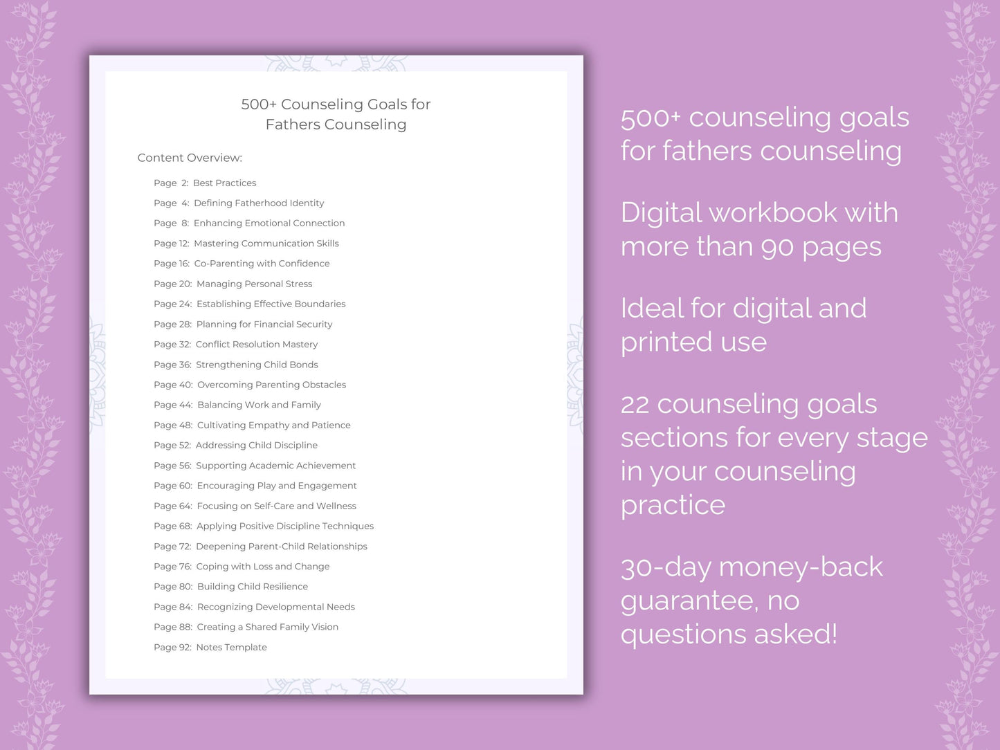 Fathers Counseling Therapist Worksheets