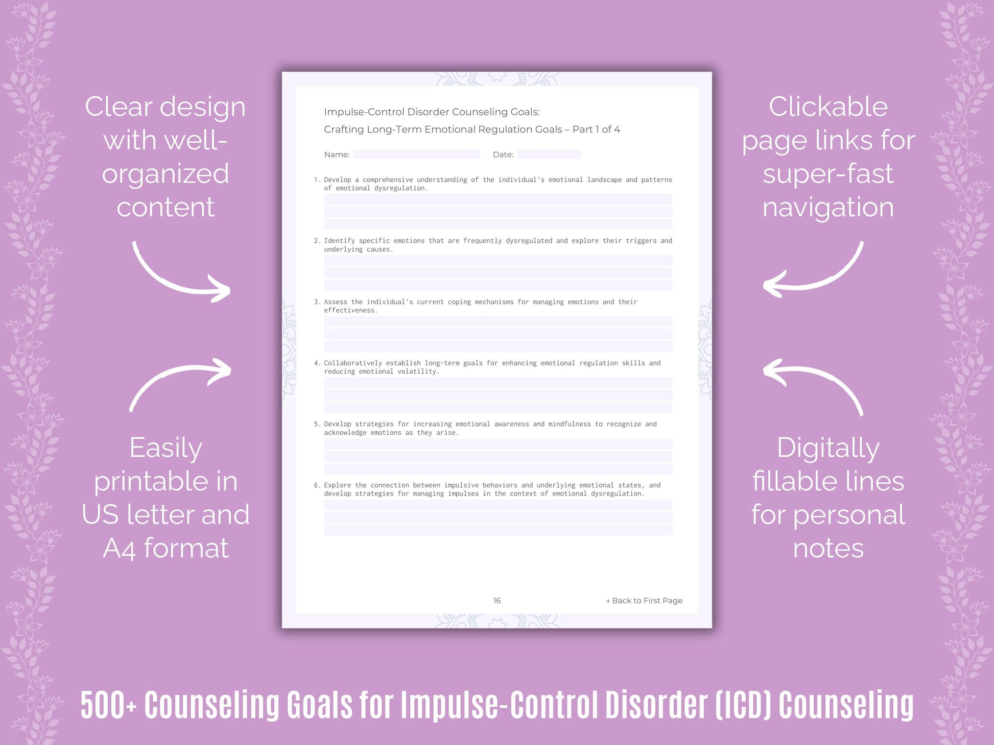 Impulse-Control Disorder (ICD) Counseling Counseling Templates