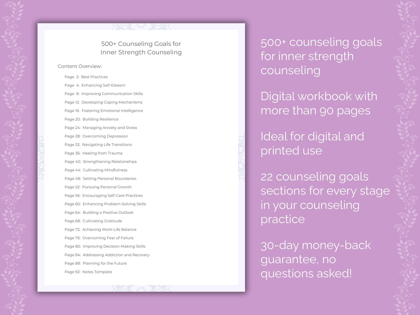 Inner Strength Counseling Therapist Worksheets