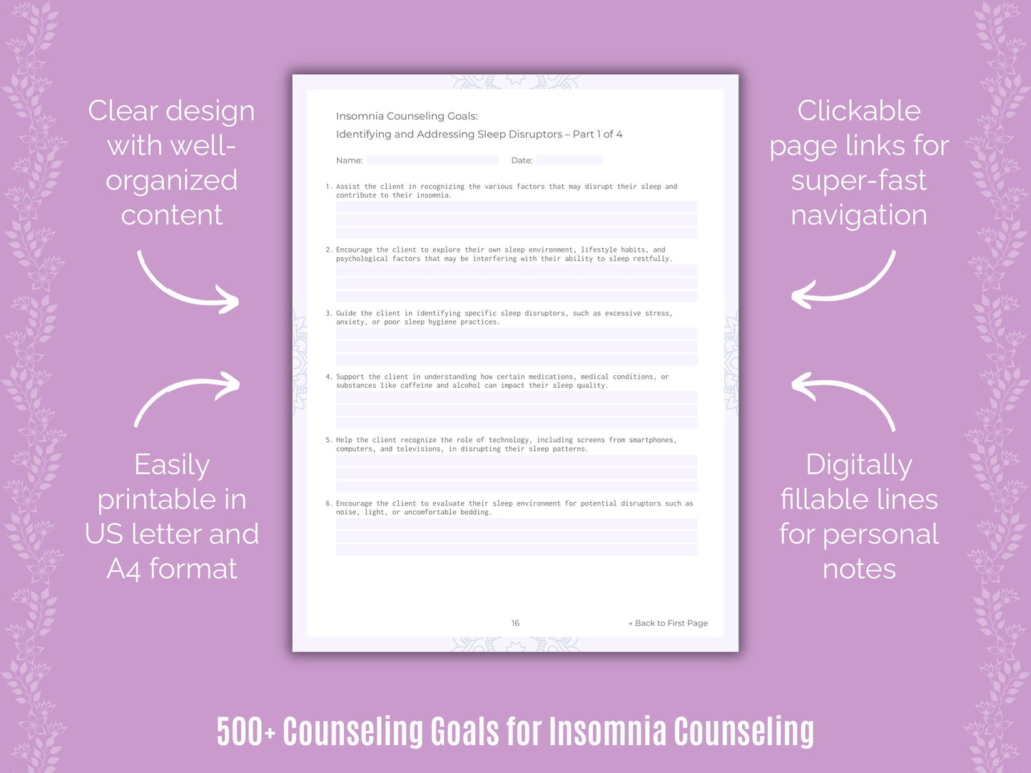 Insomnia Counseling Counseling Templates