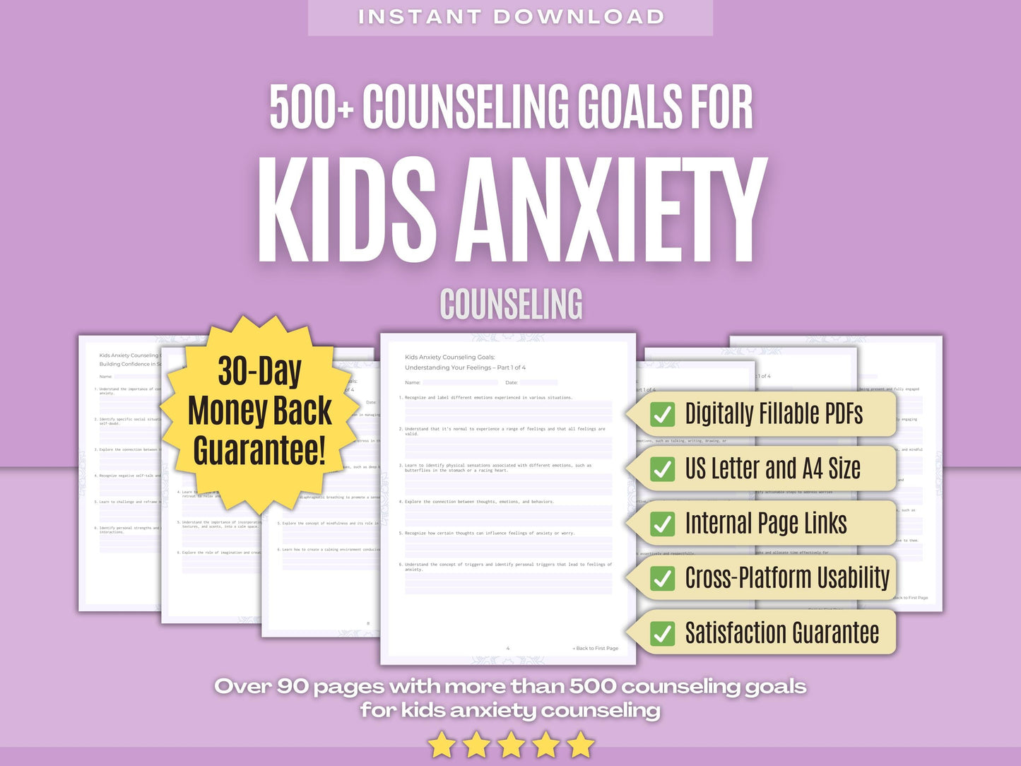 Kids Anxiety Counseling Psychology Workbooks