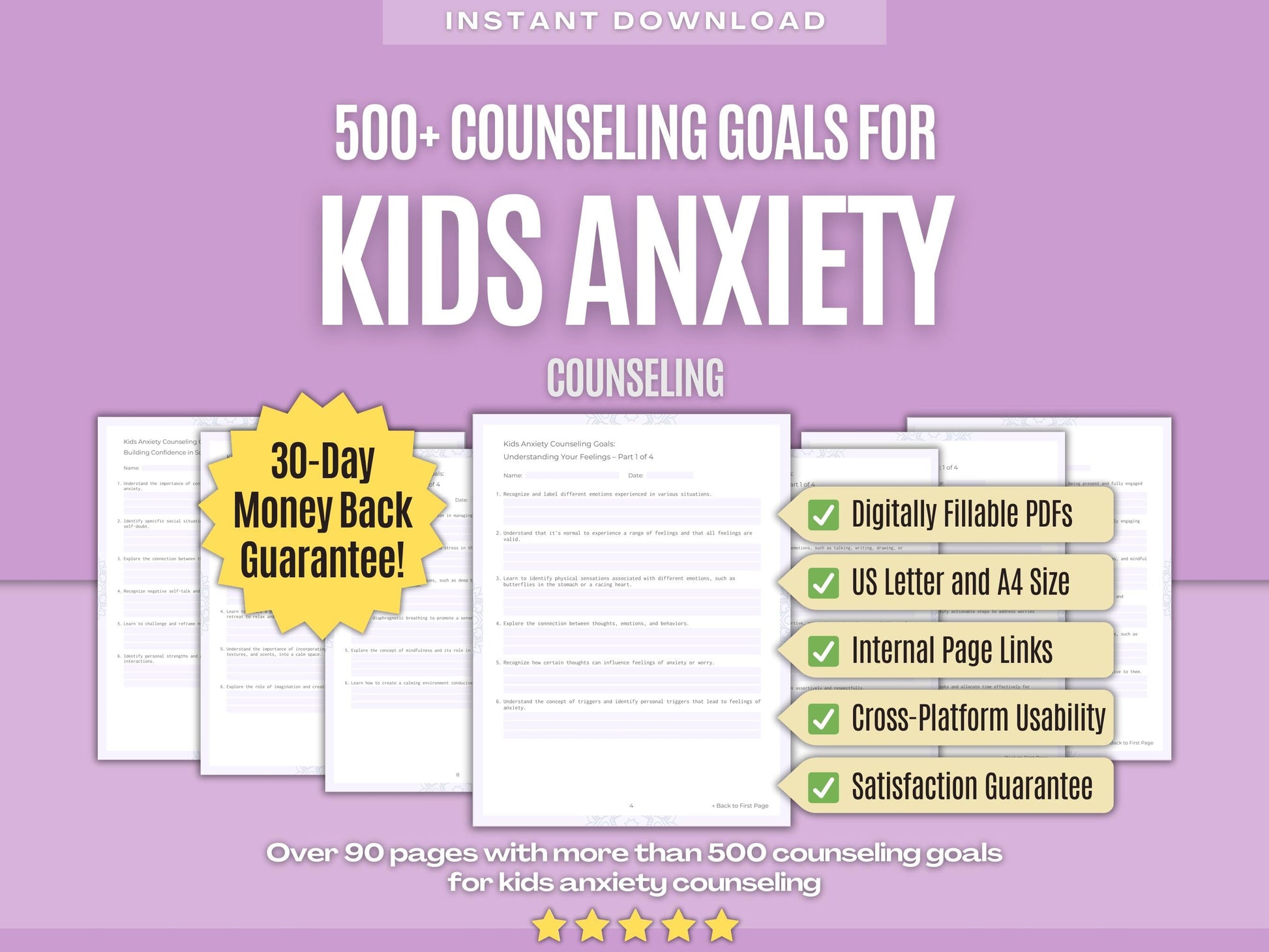 Kids Anxiety Counseling Psychology Workbooks