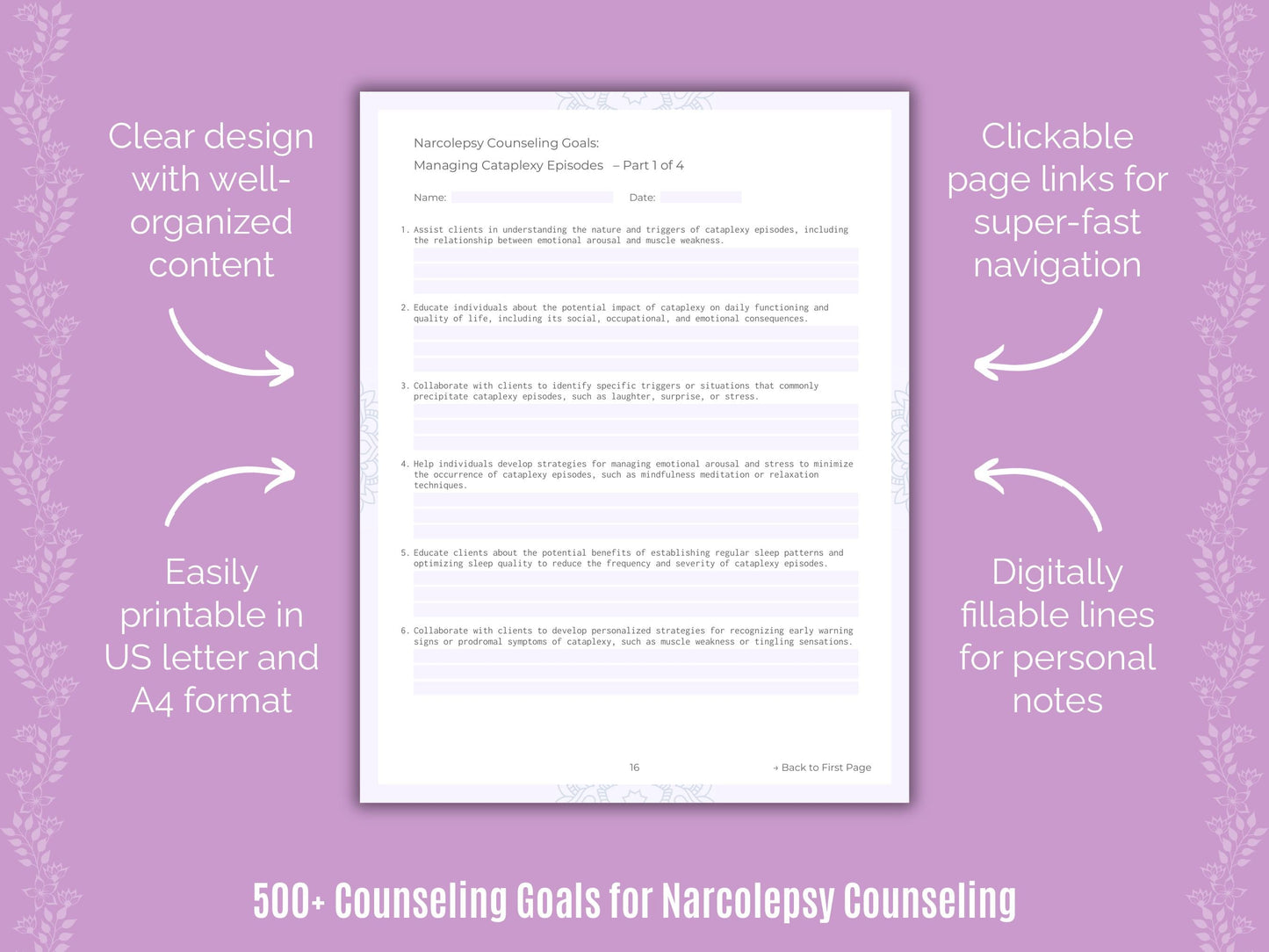 Narcolepsy Counseling Counseling Templates