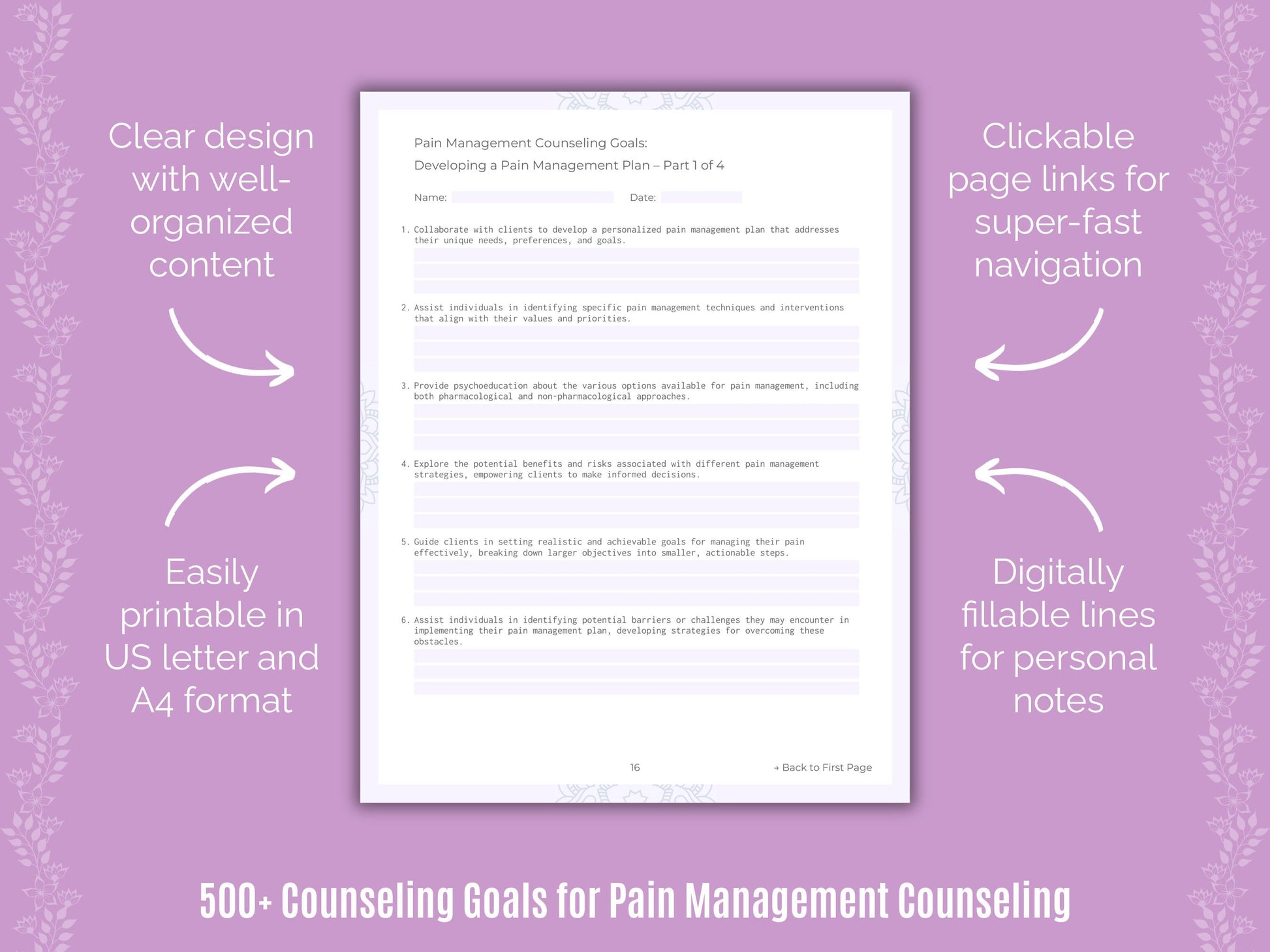 Pain Management Counseling Counseling Templates