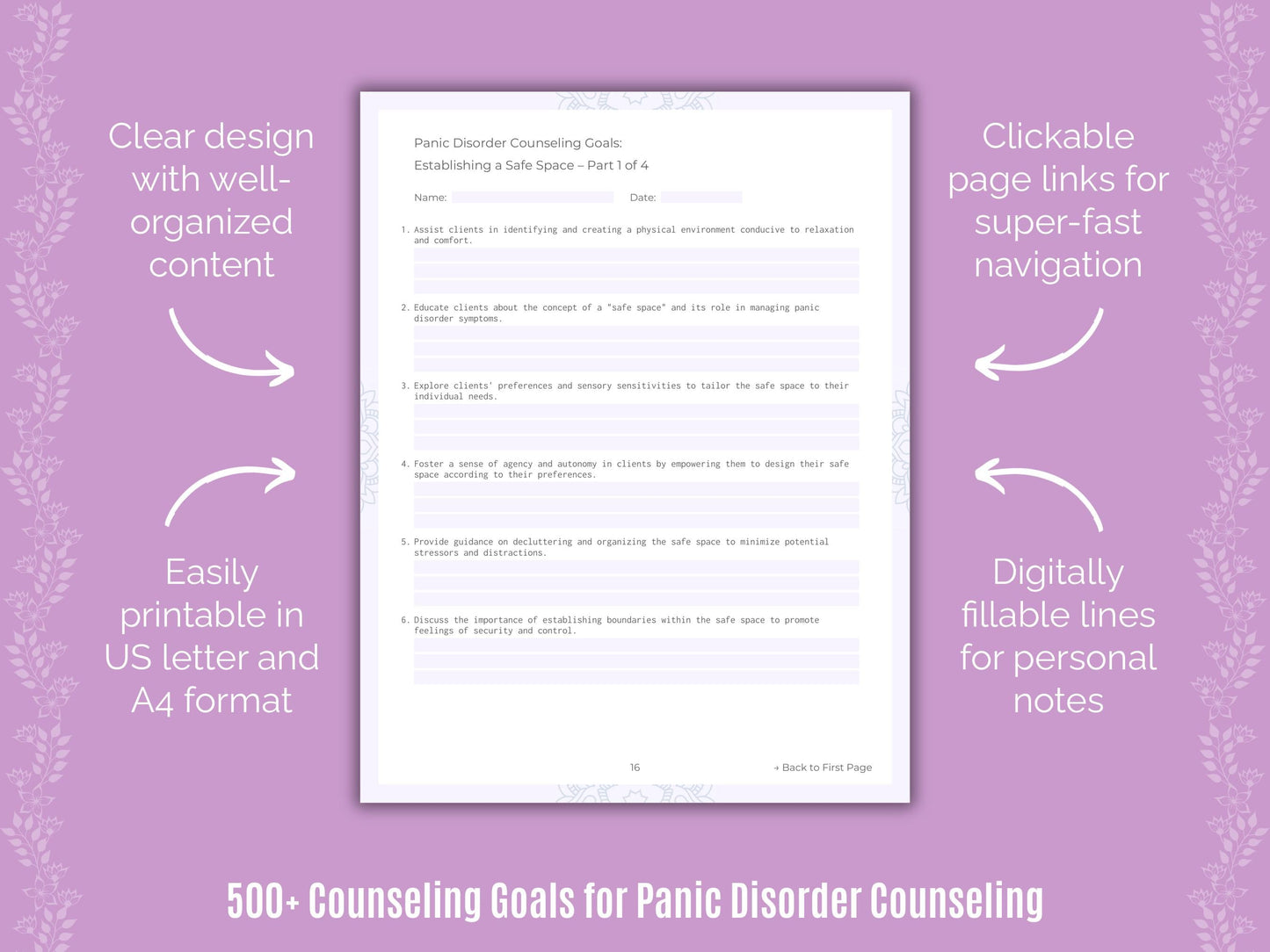 Panic Disorder Counseling Counseling Templates