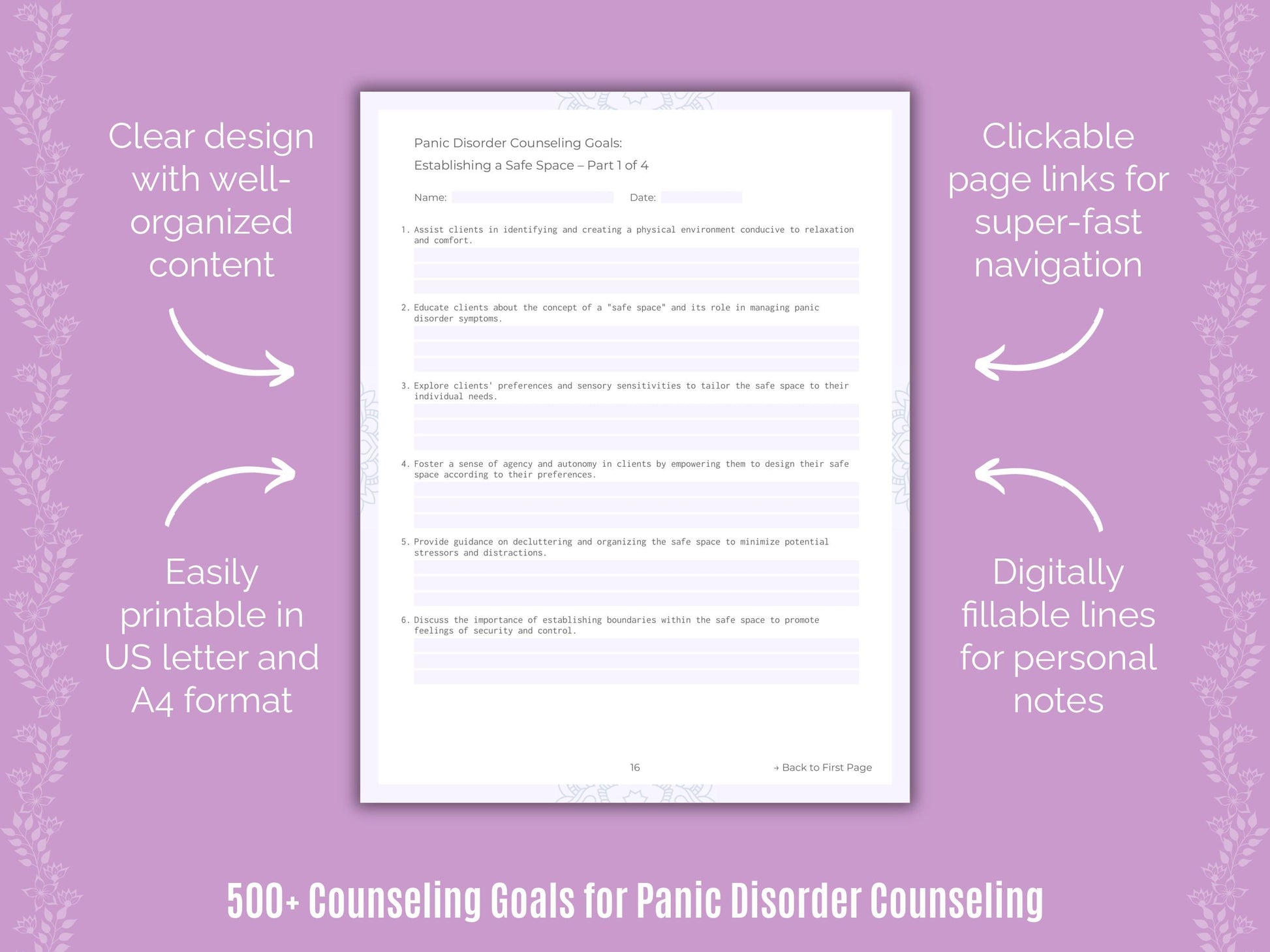 Panic Disorder Counseling Counseling Templates