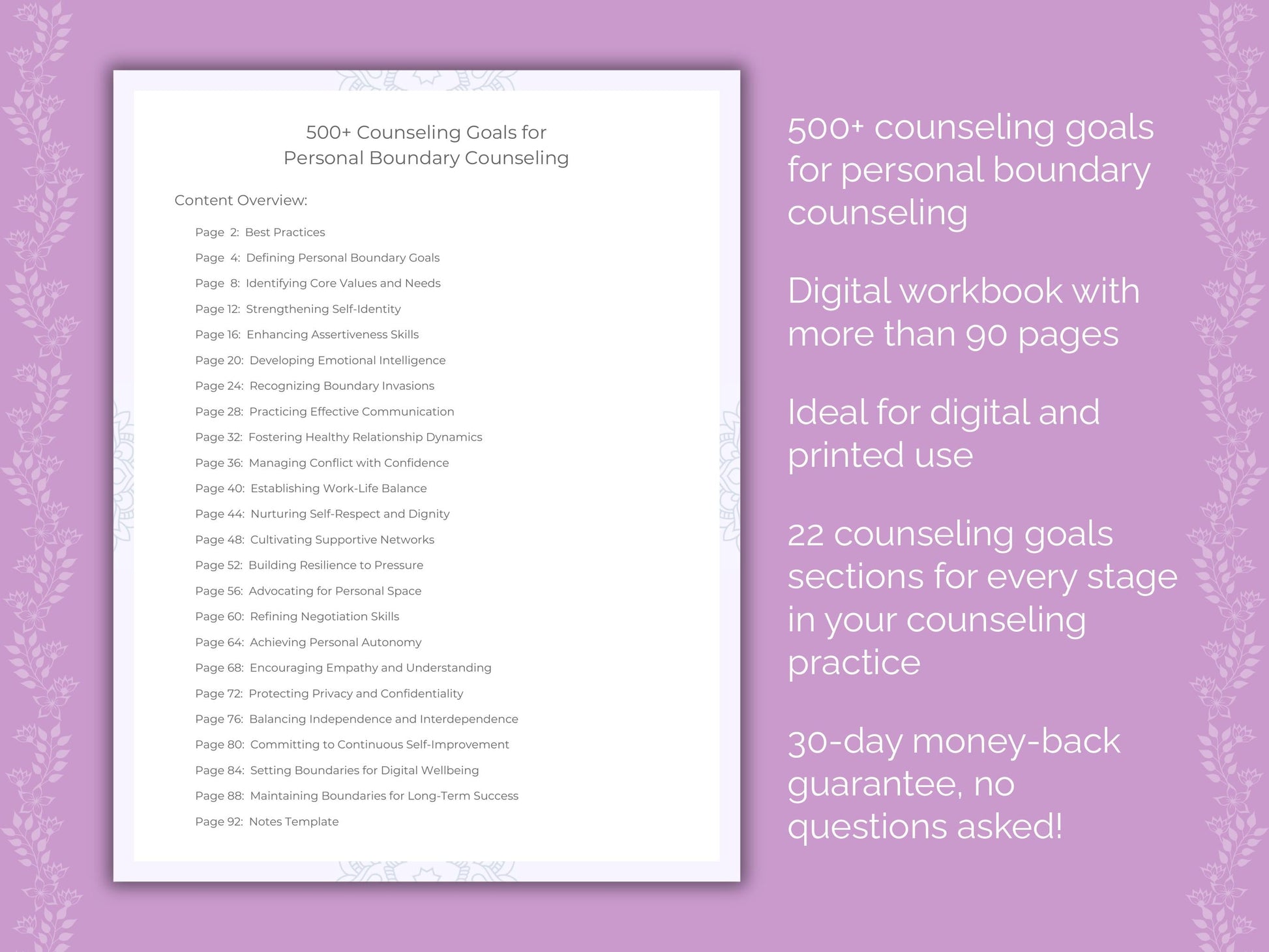 Personal Boundary Counseling Therapist Worksheets