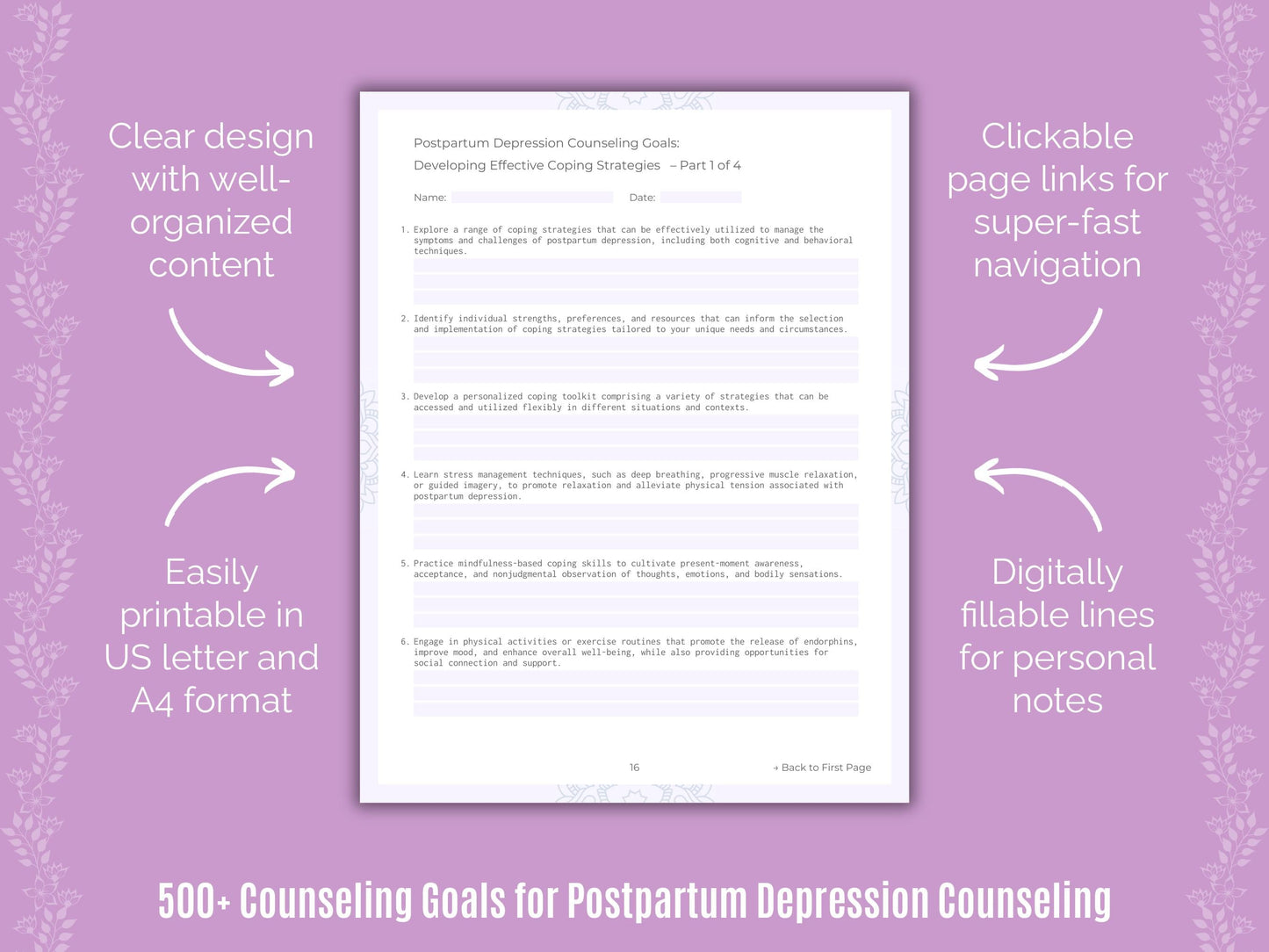 Postpartum Depression Counseling Counseling Templates