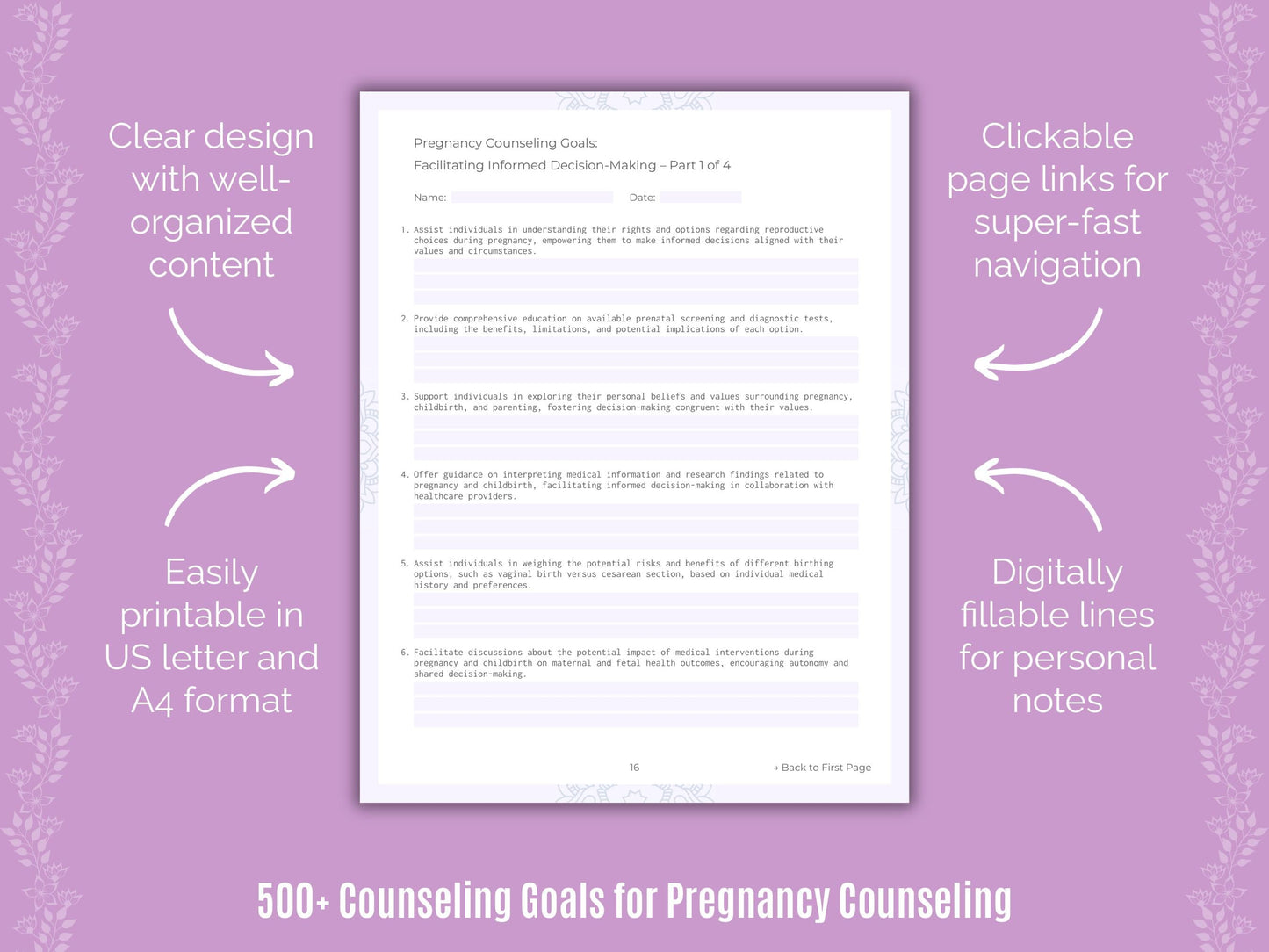 Pregnancy Counseling Counseling Templates