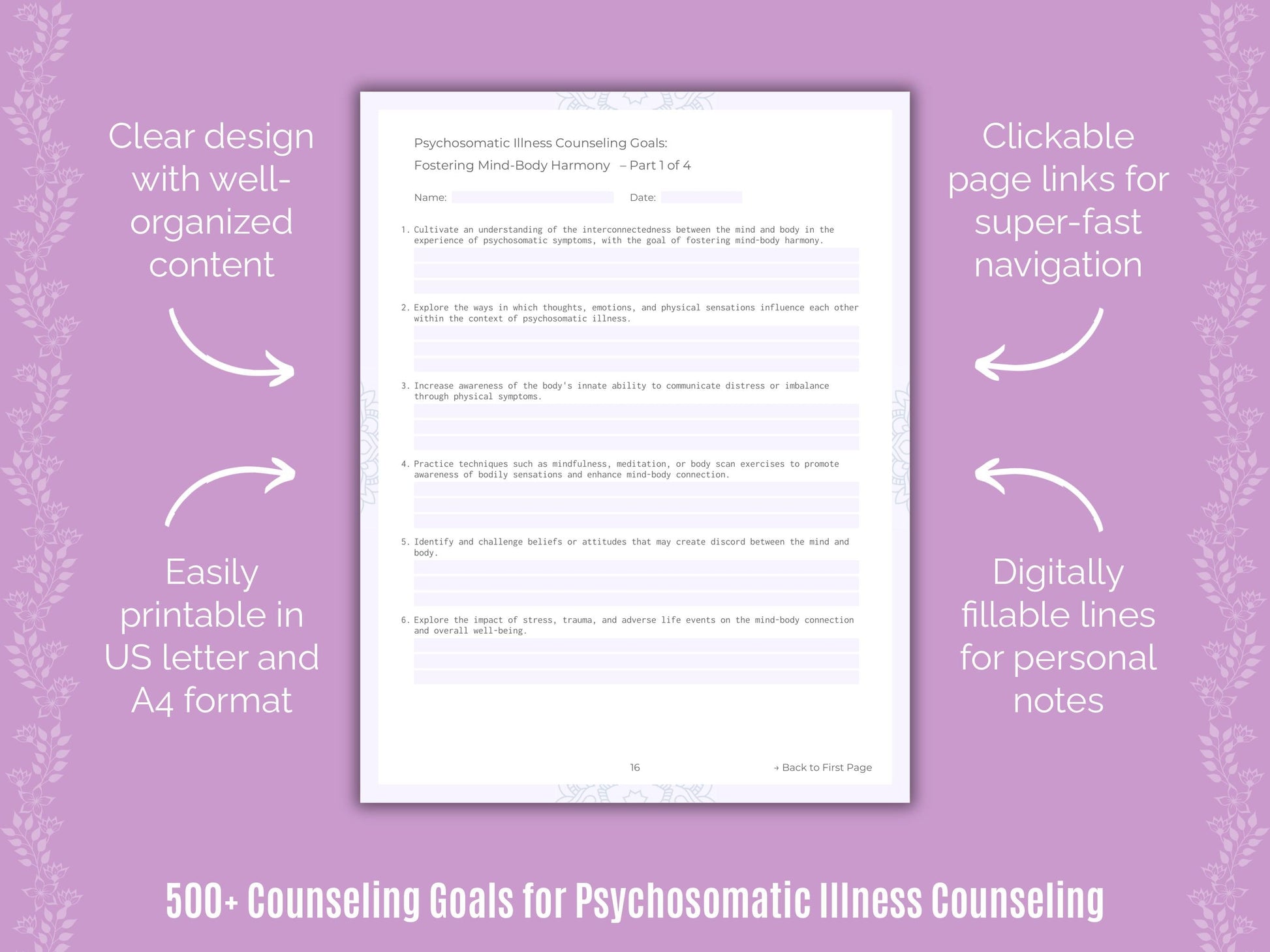 Psychosomatic Illness Counseling Counseling Templates