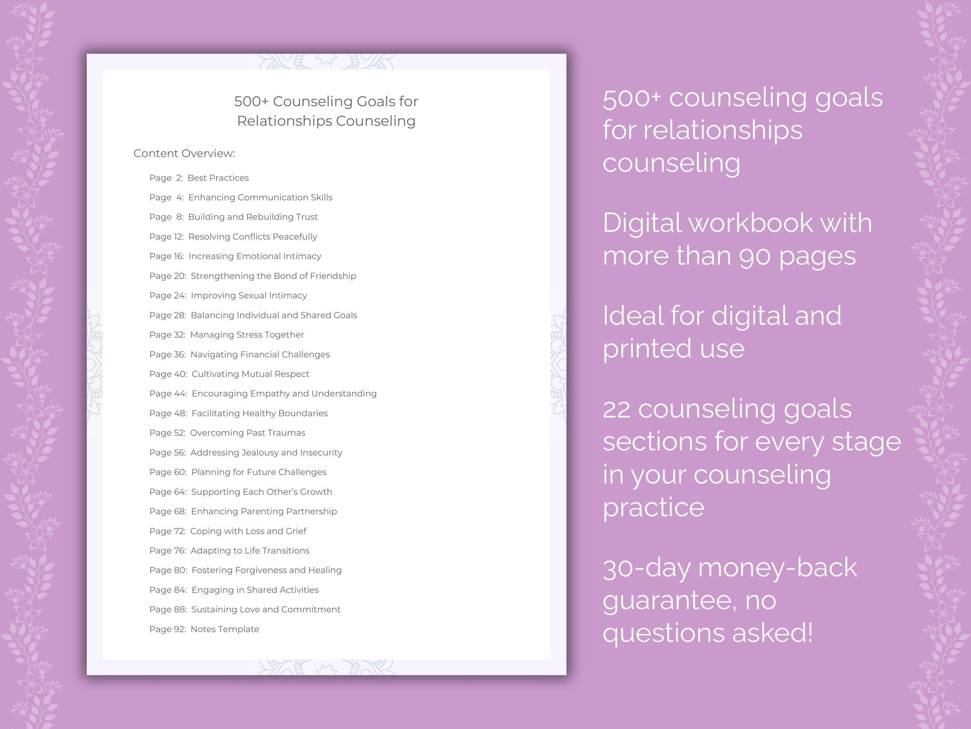 Relationships Counseling Therapist Worksheets