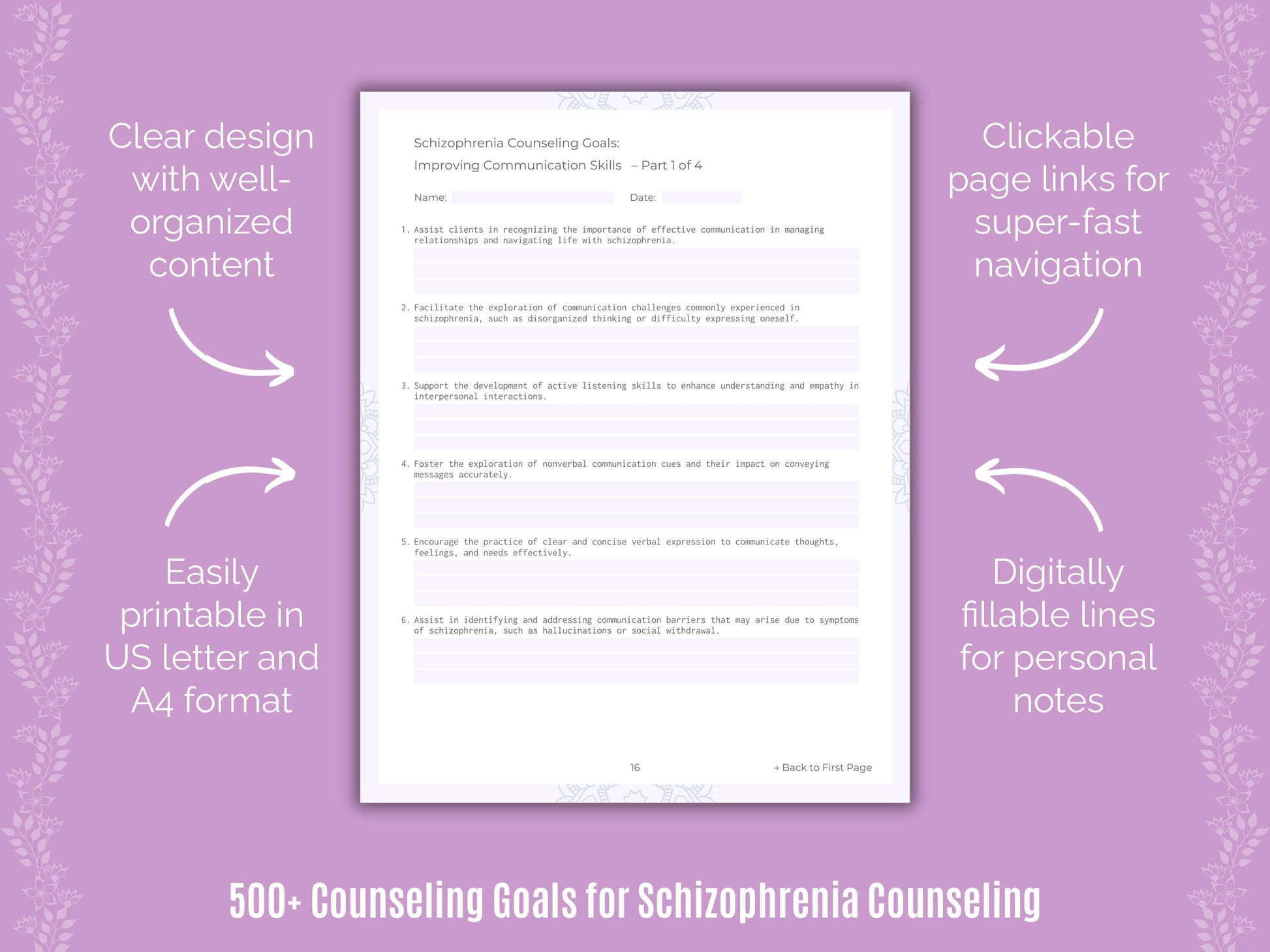 Schizophrenia Counseling Counseling Templates