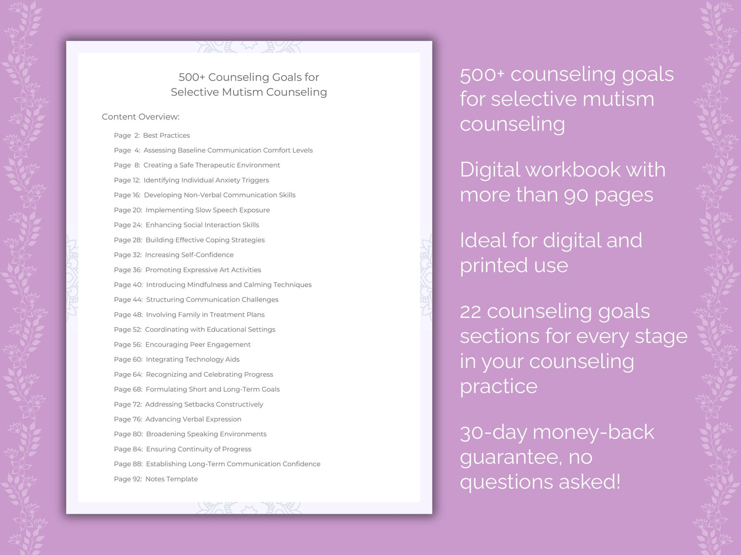 Selective Mutism Counseling Therapist Worksheets