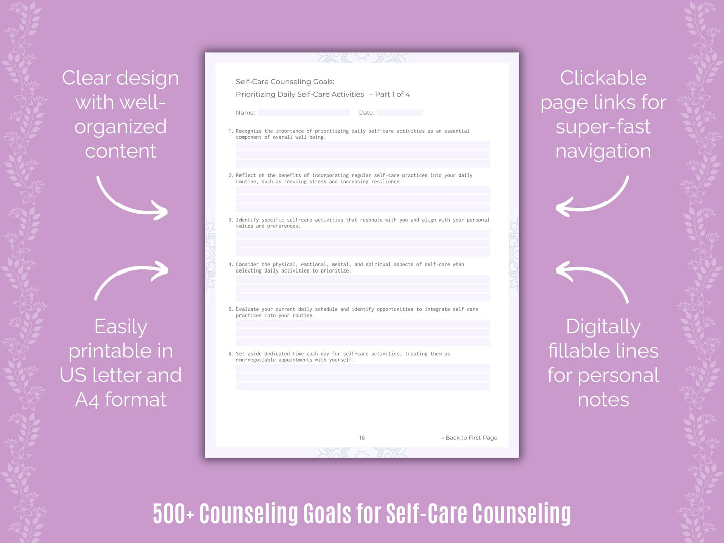 Self-Care Counseling Counseling Templates