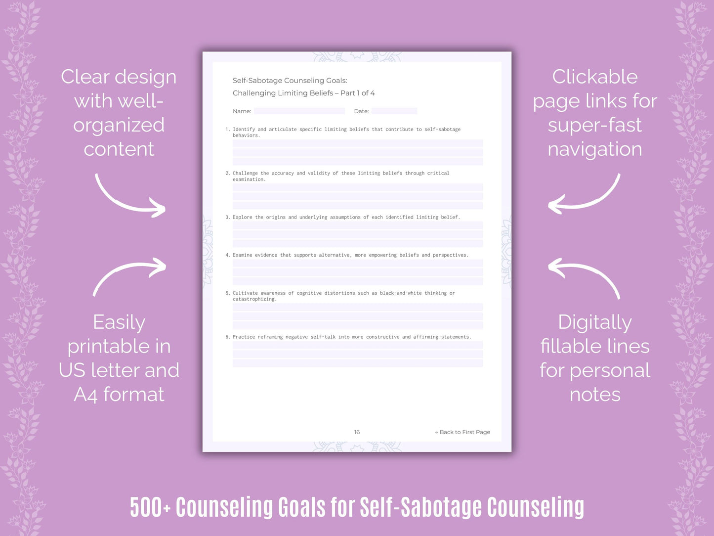 Self-Sabotage Counseling Counseling Templates