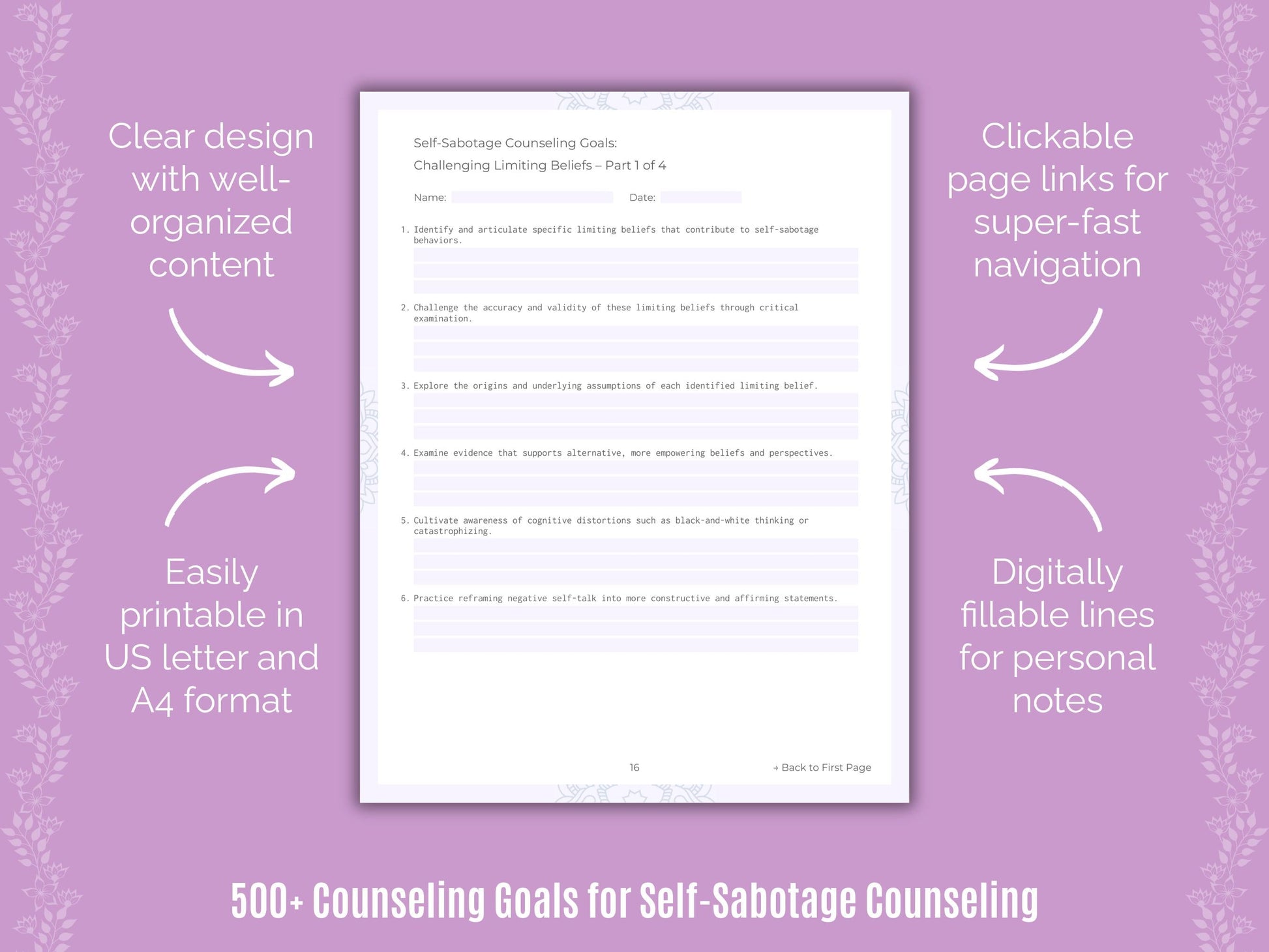 Self-Sabotage Counseling Counseling Templates