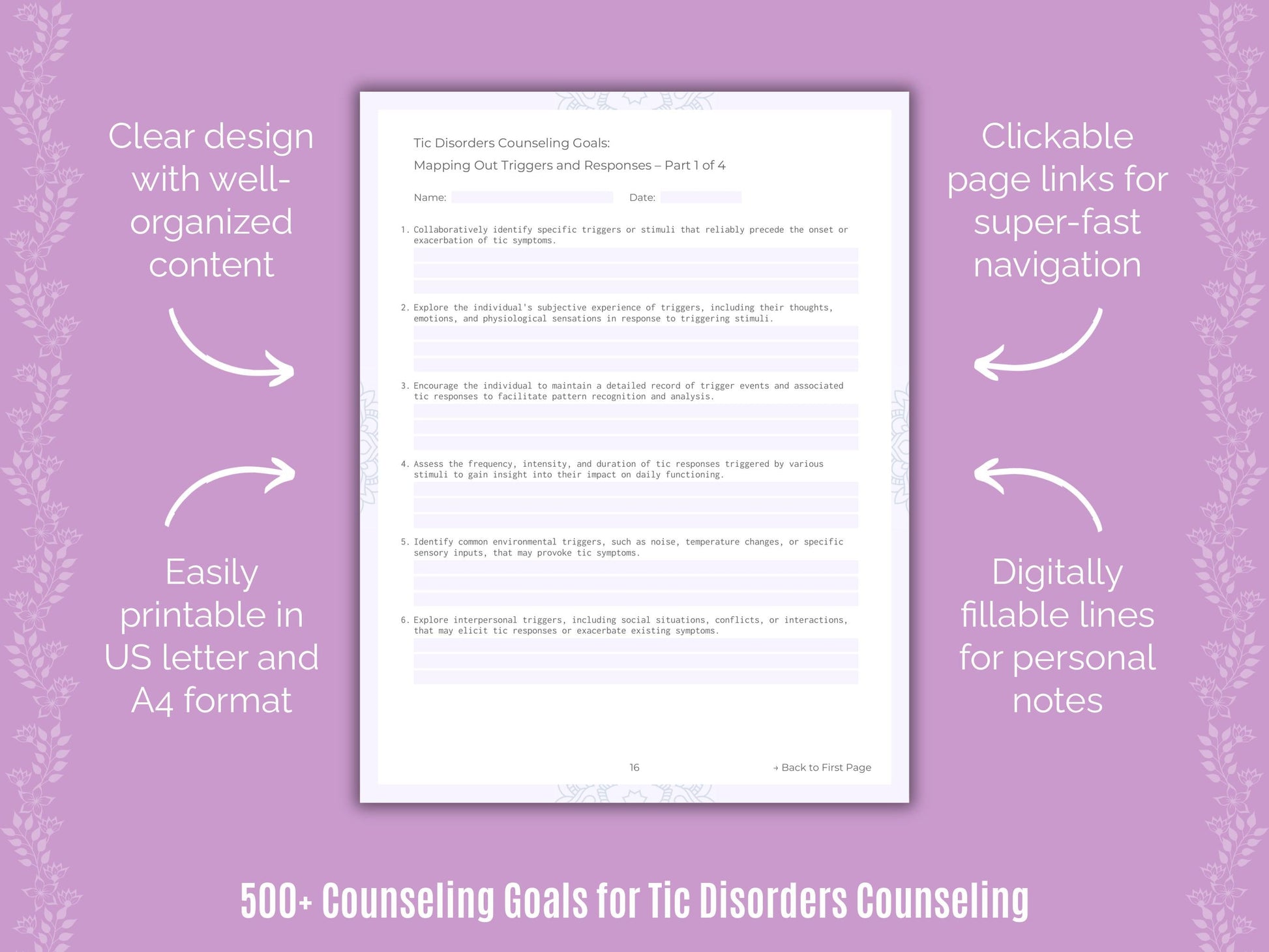 Tic Disorders Counseling Counseling Templates