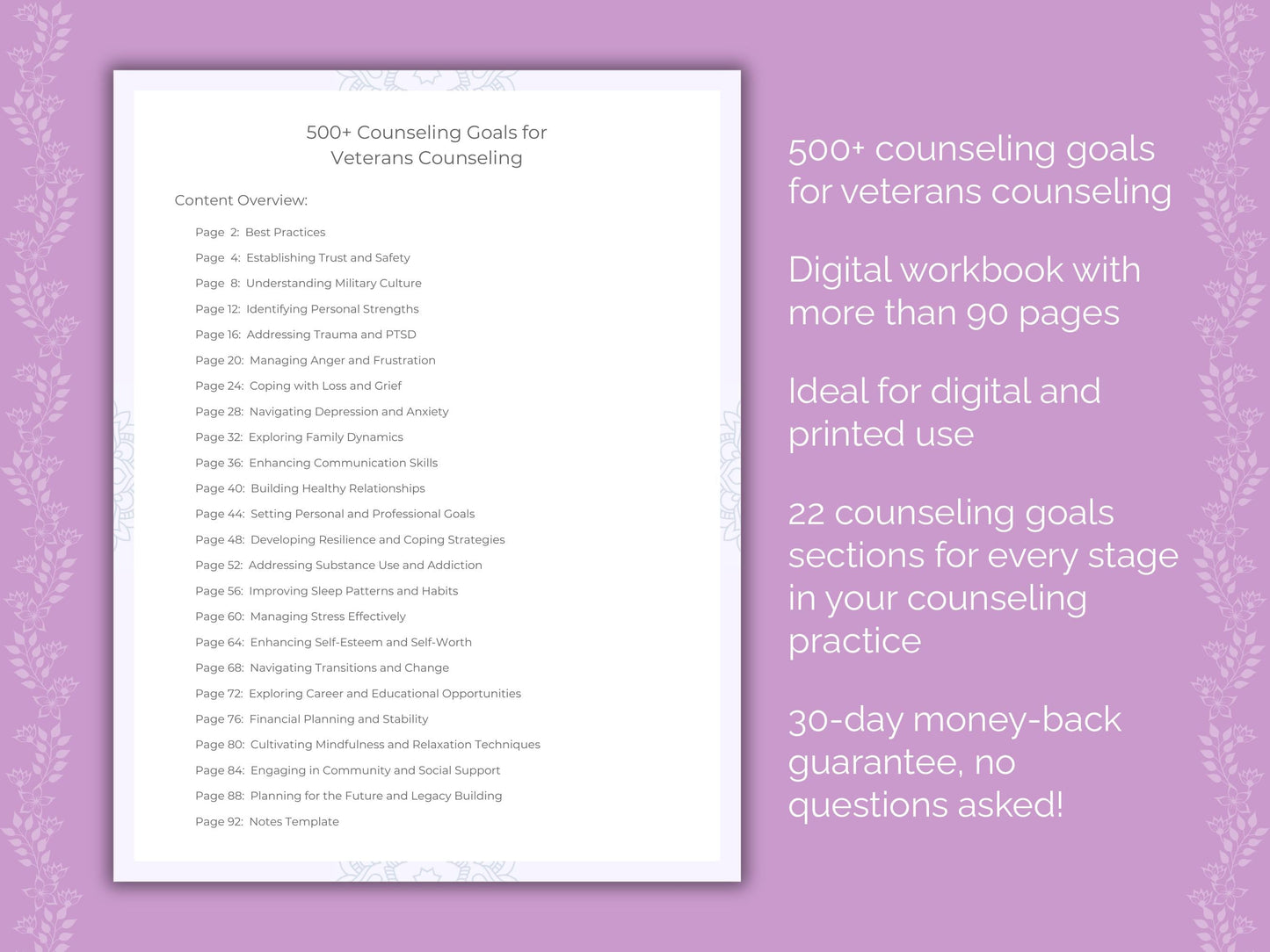 Veterans Counseling Therapist Worksheets